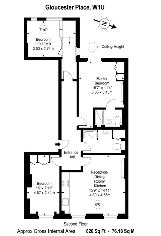 Flat 4, 107, Gloucester Place, London floorplan