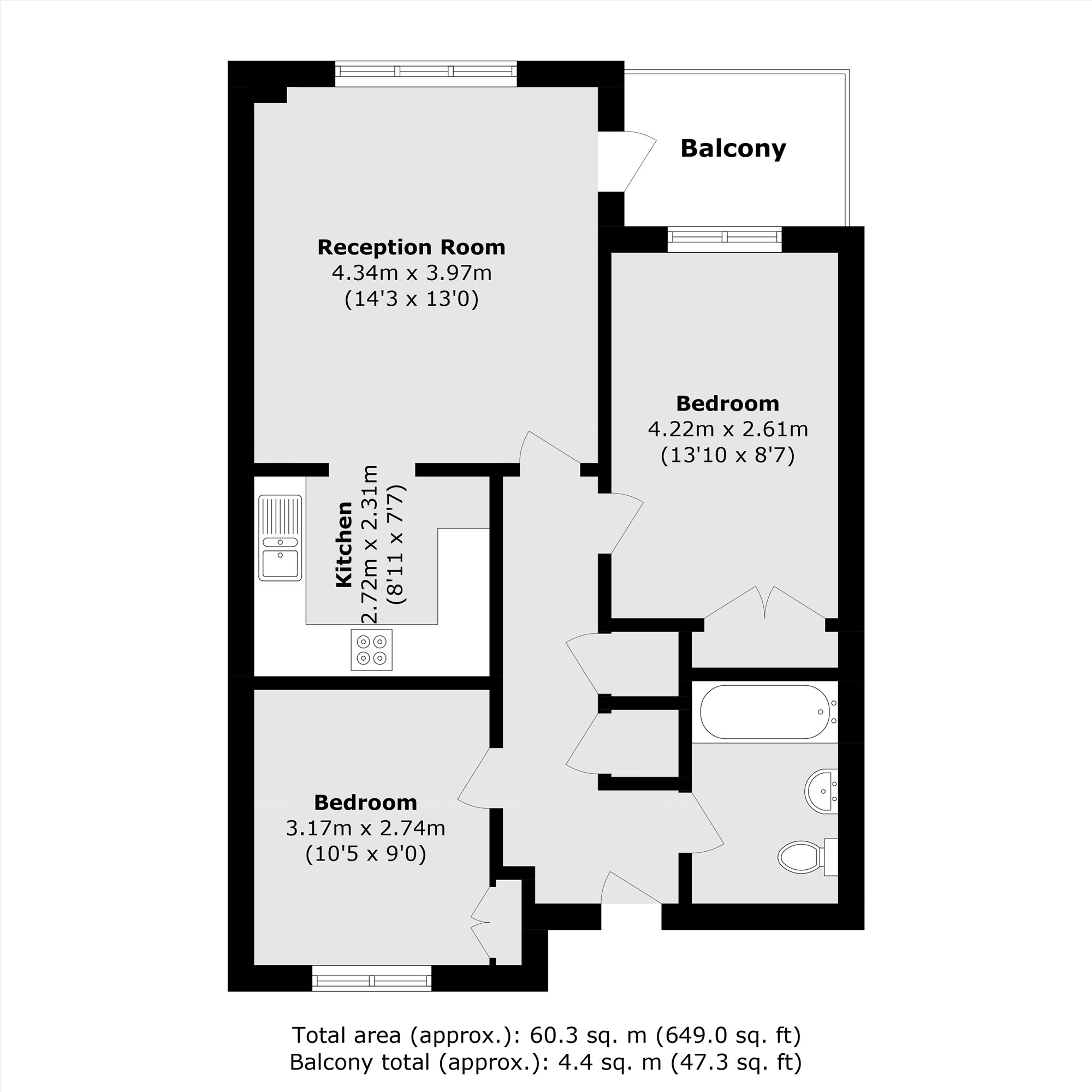 Flat 19, Bordeston Court, The Ham, Brentford floorplan