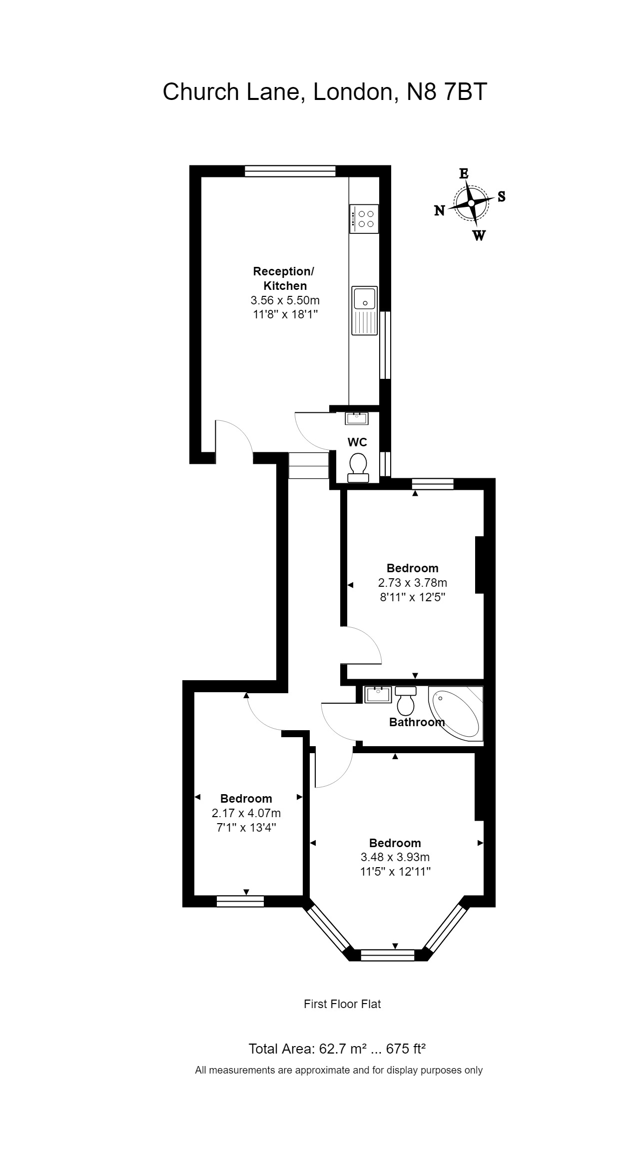 3 Bedrooms Flat to rent in Church Lane, London N8