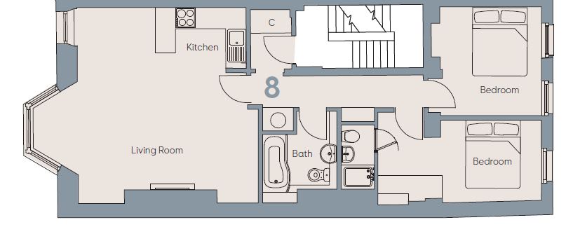 Flat 8,, 24 Old Steine, Brighton floorplan