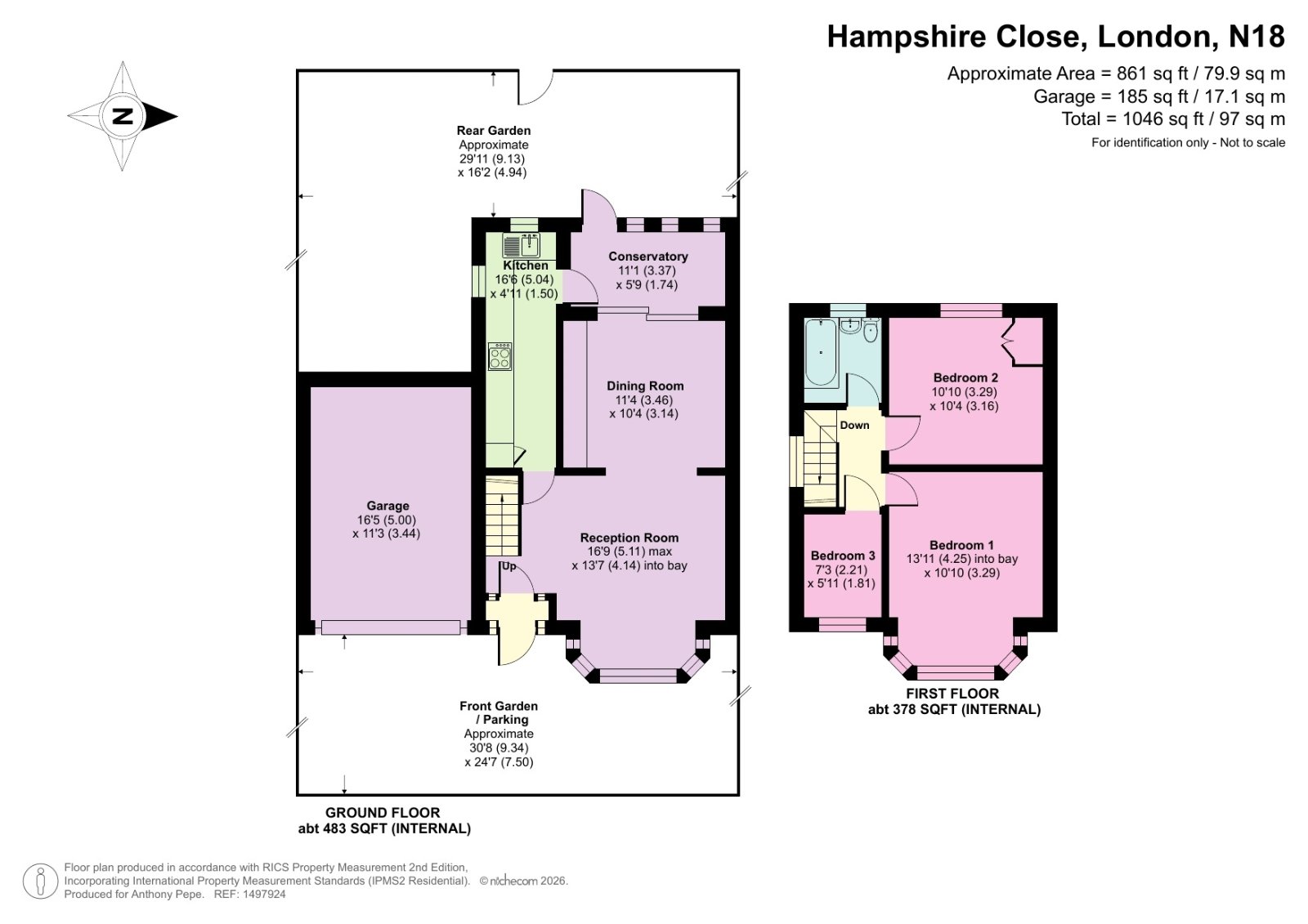 1, Hampshire Close, London floorplan