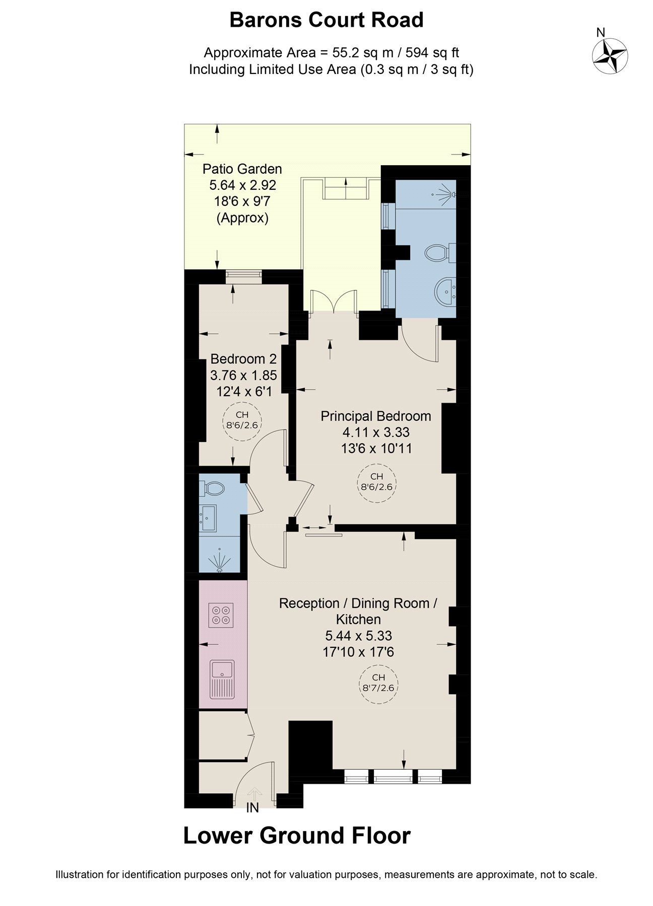 Flat A, 100, Barons Court Road, London floorplan