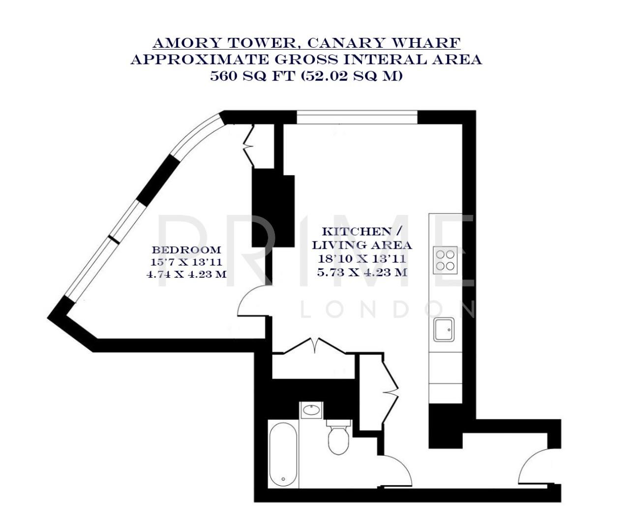 2803, Amory Tower, Canary Wharf floorplan