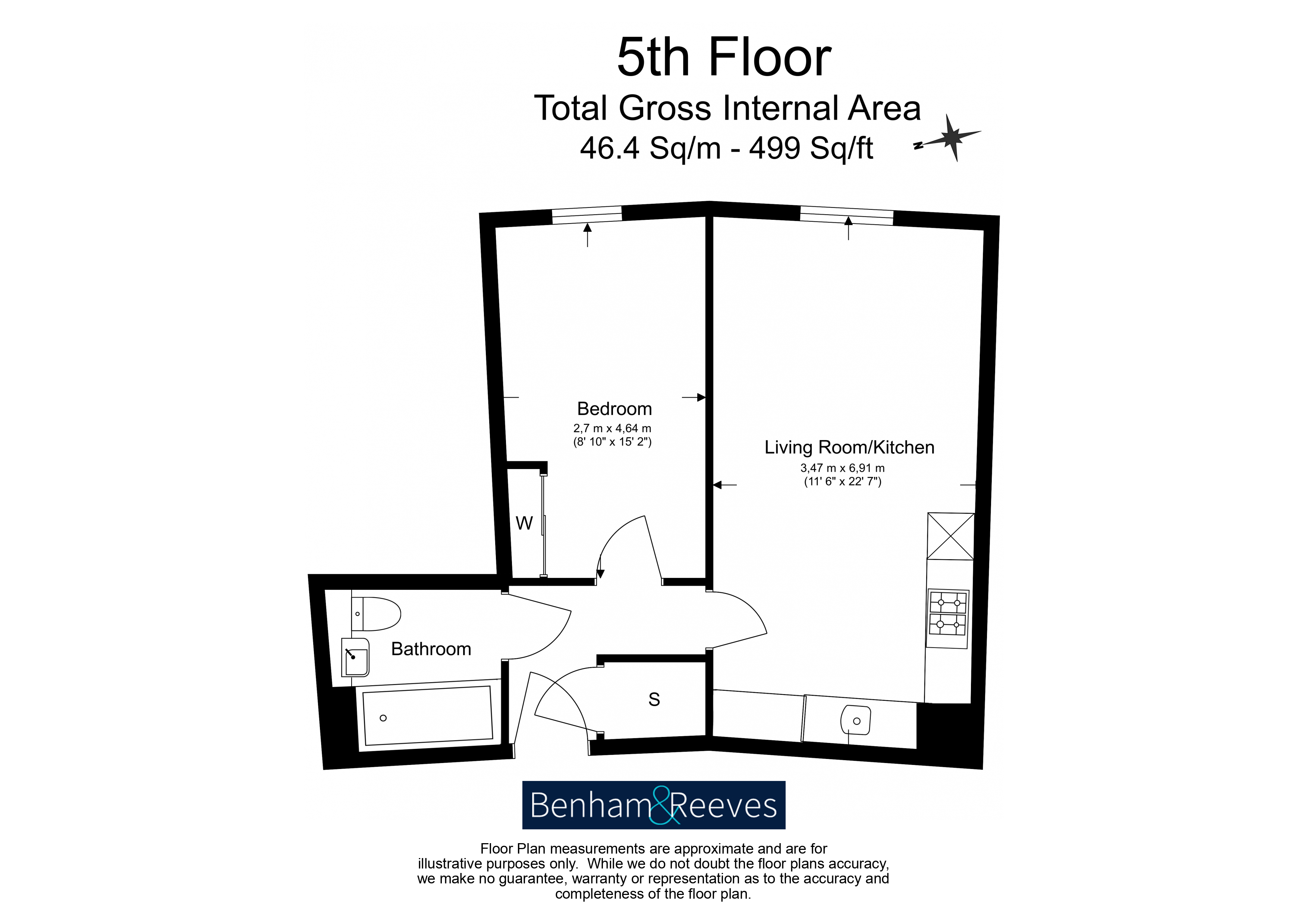 Flat 506, The Crescent, 2, Seager Place, London floorplan