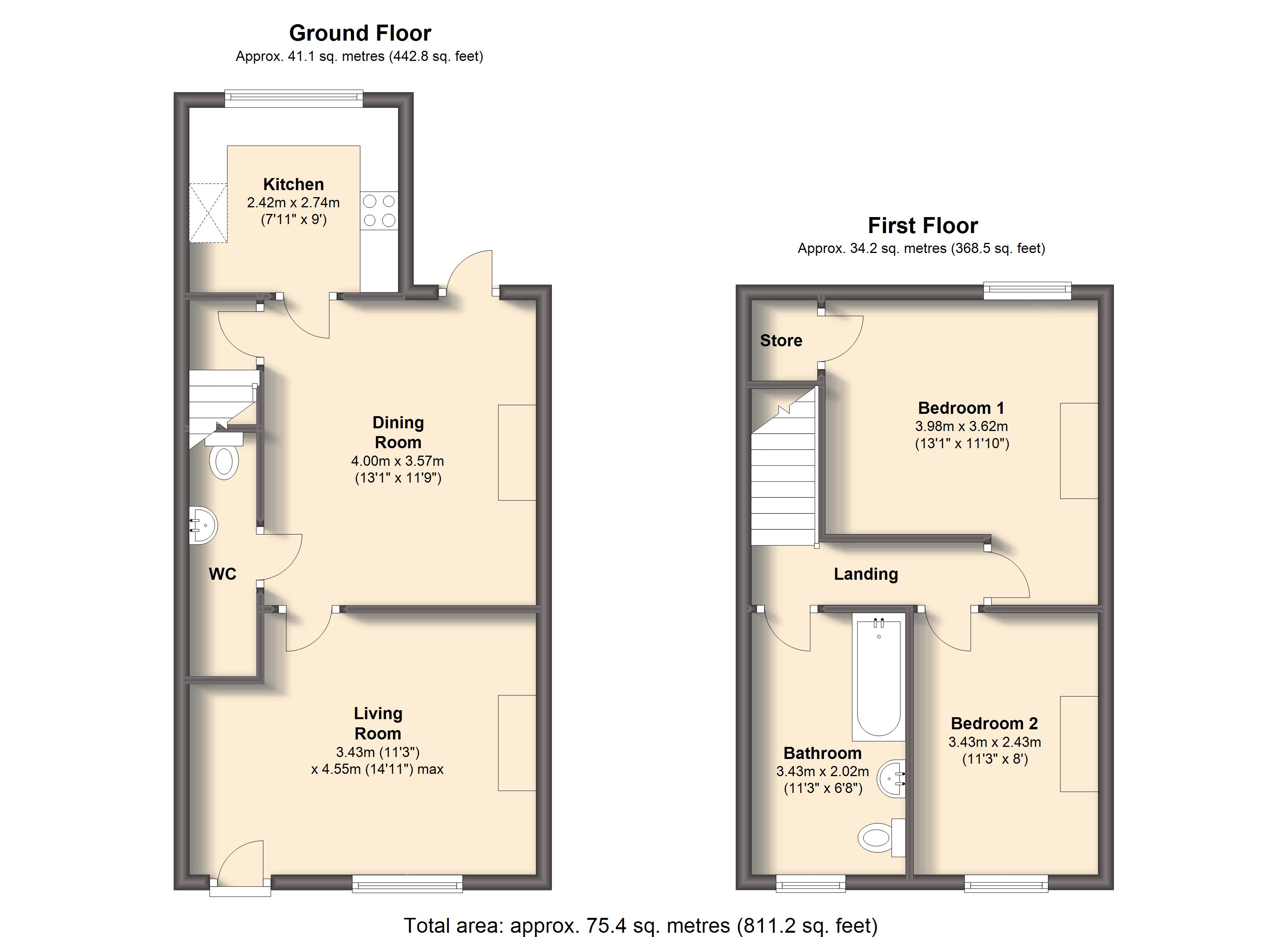 2 Bedrooms Terraced house to rent in Dark Lane, Calow, Chesterfield S44