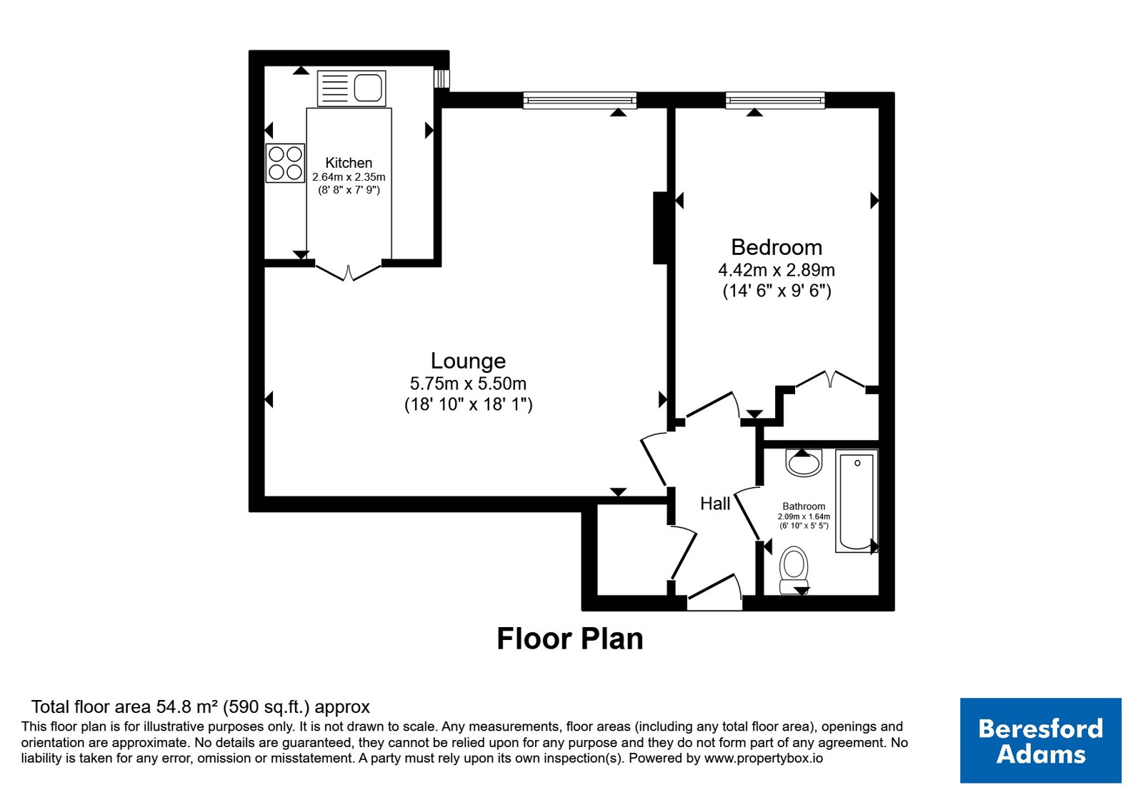 Flat 14 Cwrt Bryn Coed,, Coed Pella Road, Conwy floorplan