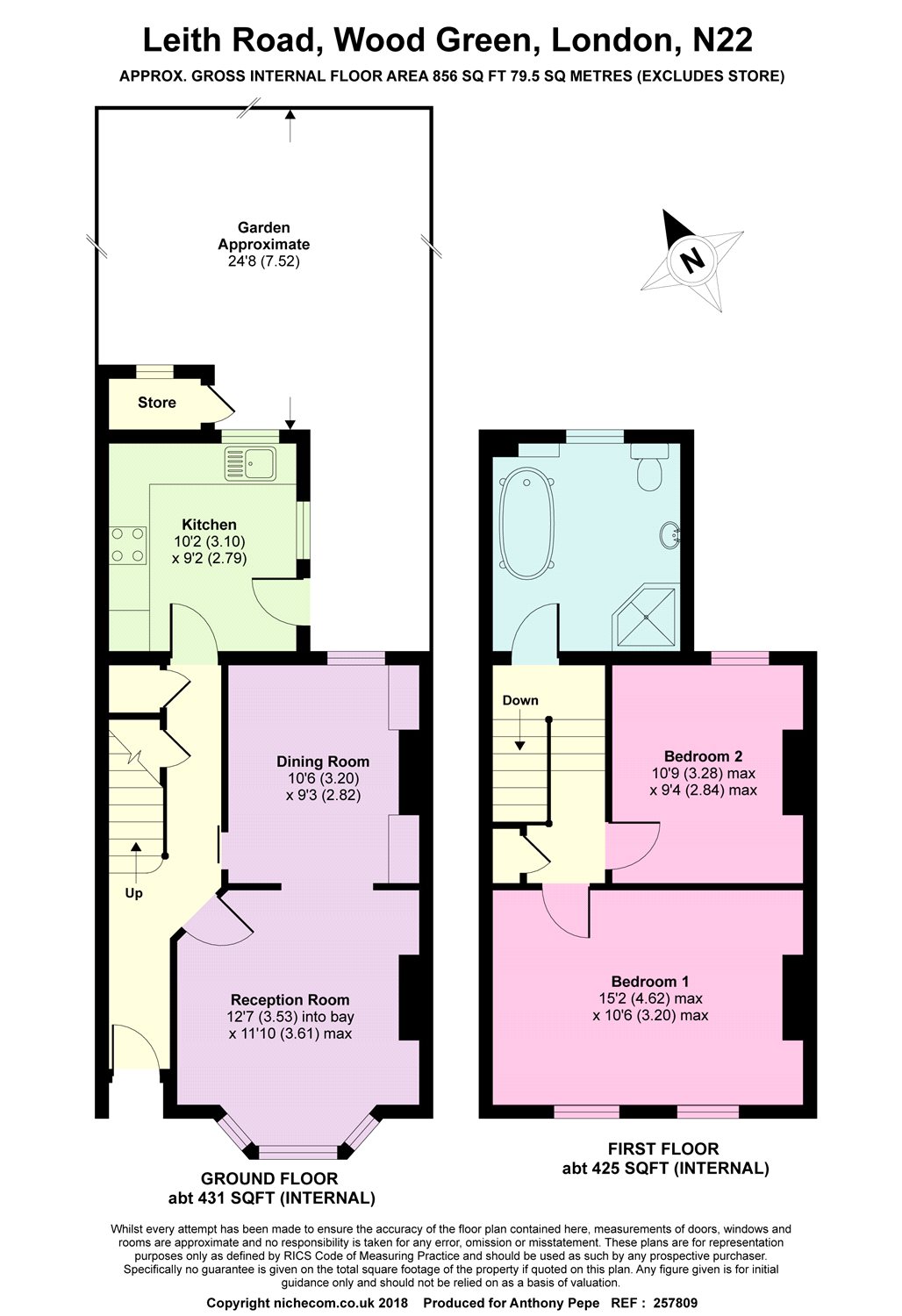 Leith Road, Wood Green, London N22, 2 bedroom terraced house for sale