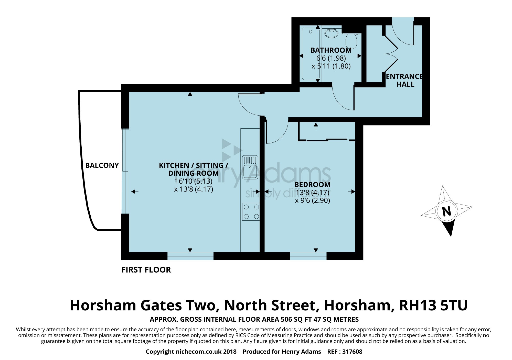 1 Bedrooms Flat to rent in Horsham Gates Two, North Street, Horsham RH13