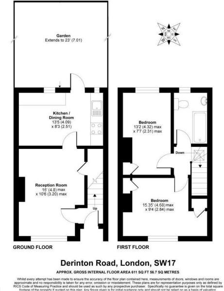 2 Bedrooms Terraced house to rent in Derinton Road, London SW17