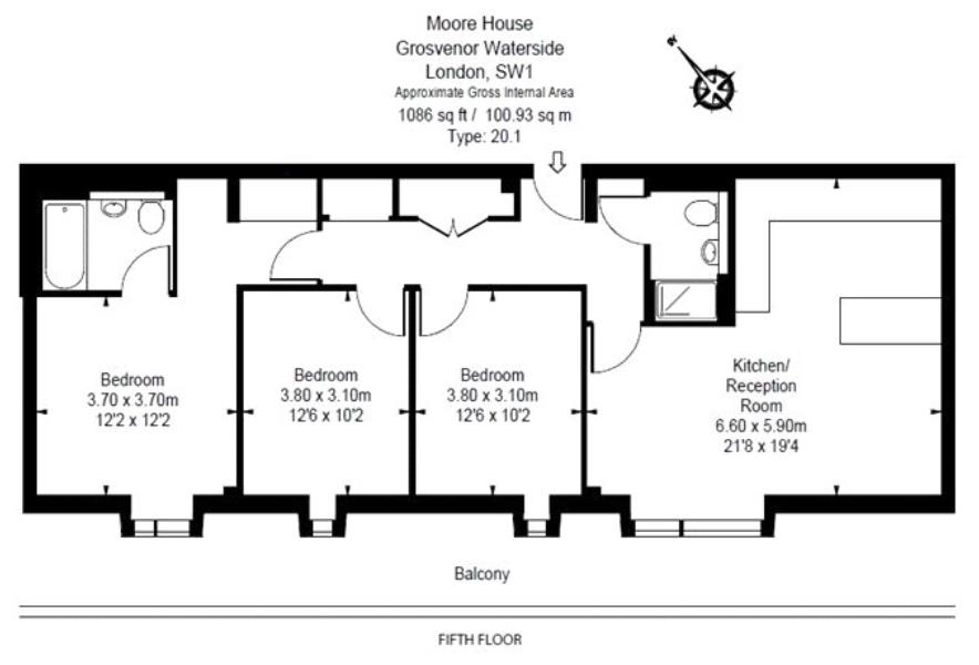 132, Moore House, Gatliff Road floorplan