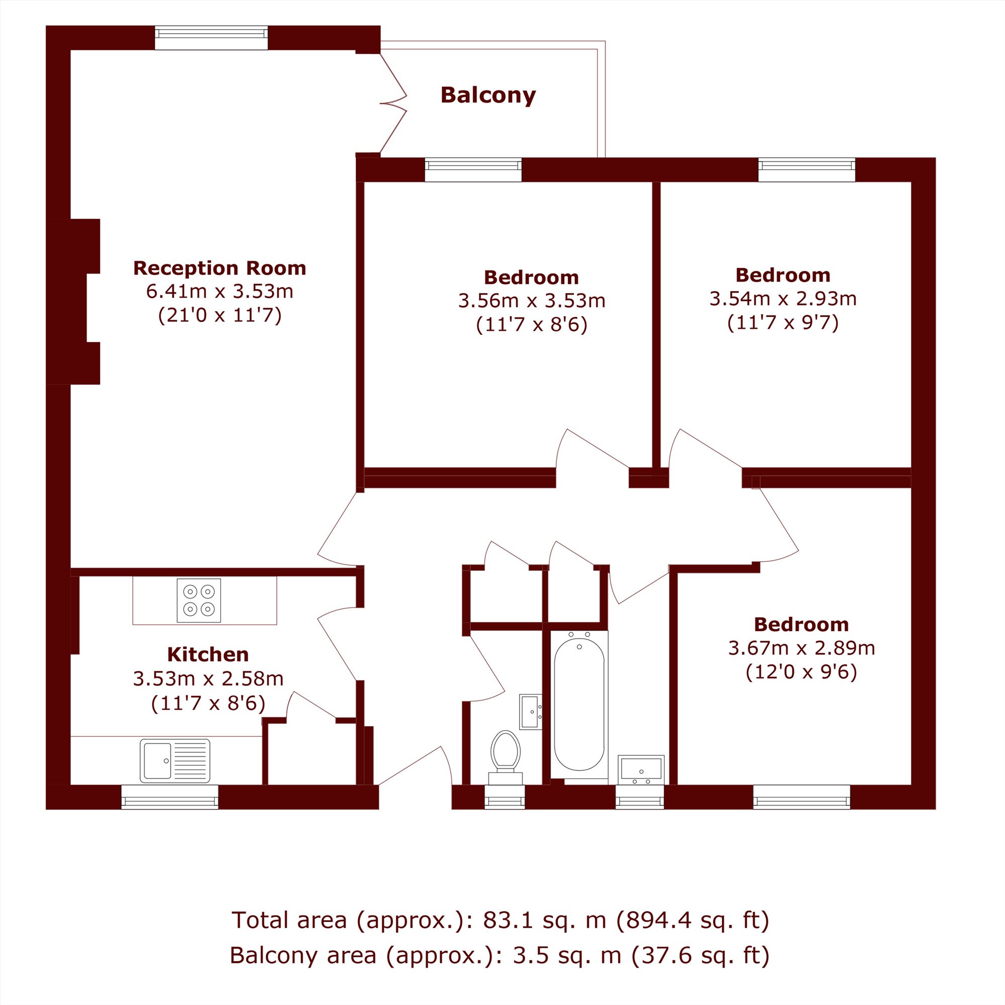 45 Poplar House, Wickham Road, London floorplan