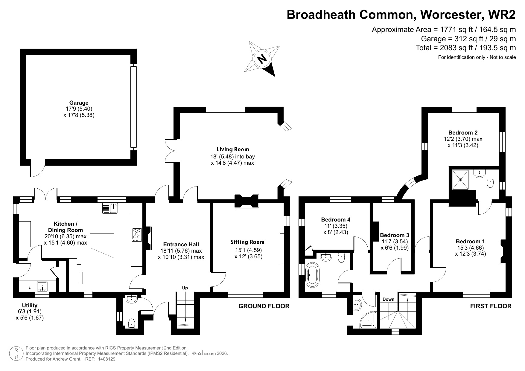Veusefield, Broadheath Common, Worcester floorplan