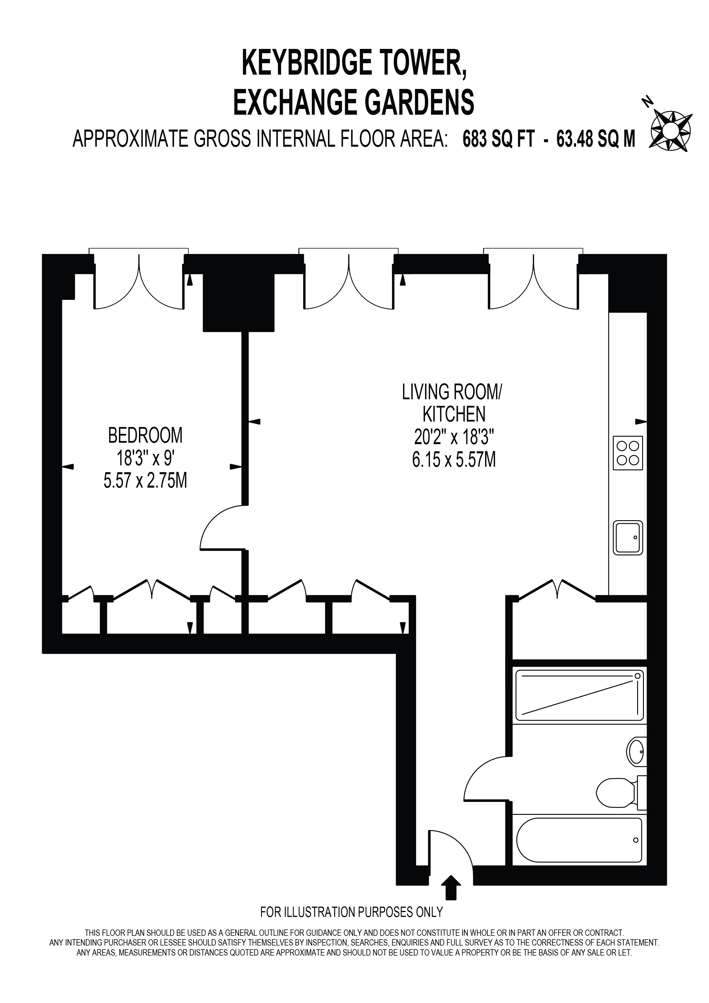 Flat 15 Keybridge Tower 1, Exchange Gardens, London floorplan