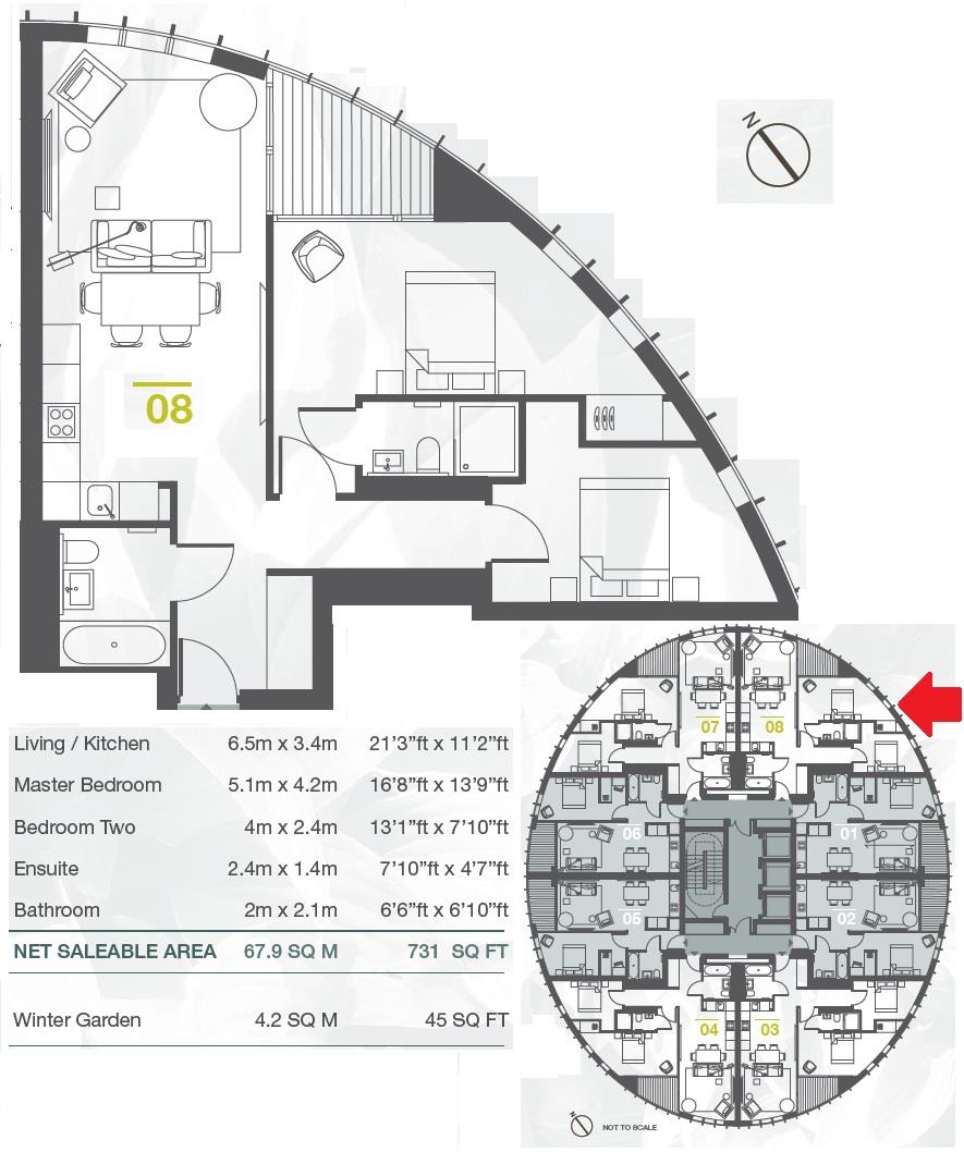 2508, Sky Gardens, Nine Elms floorplan