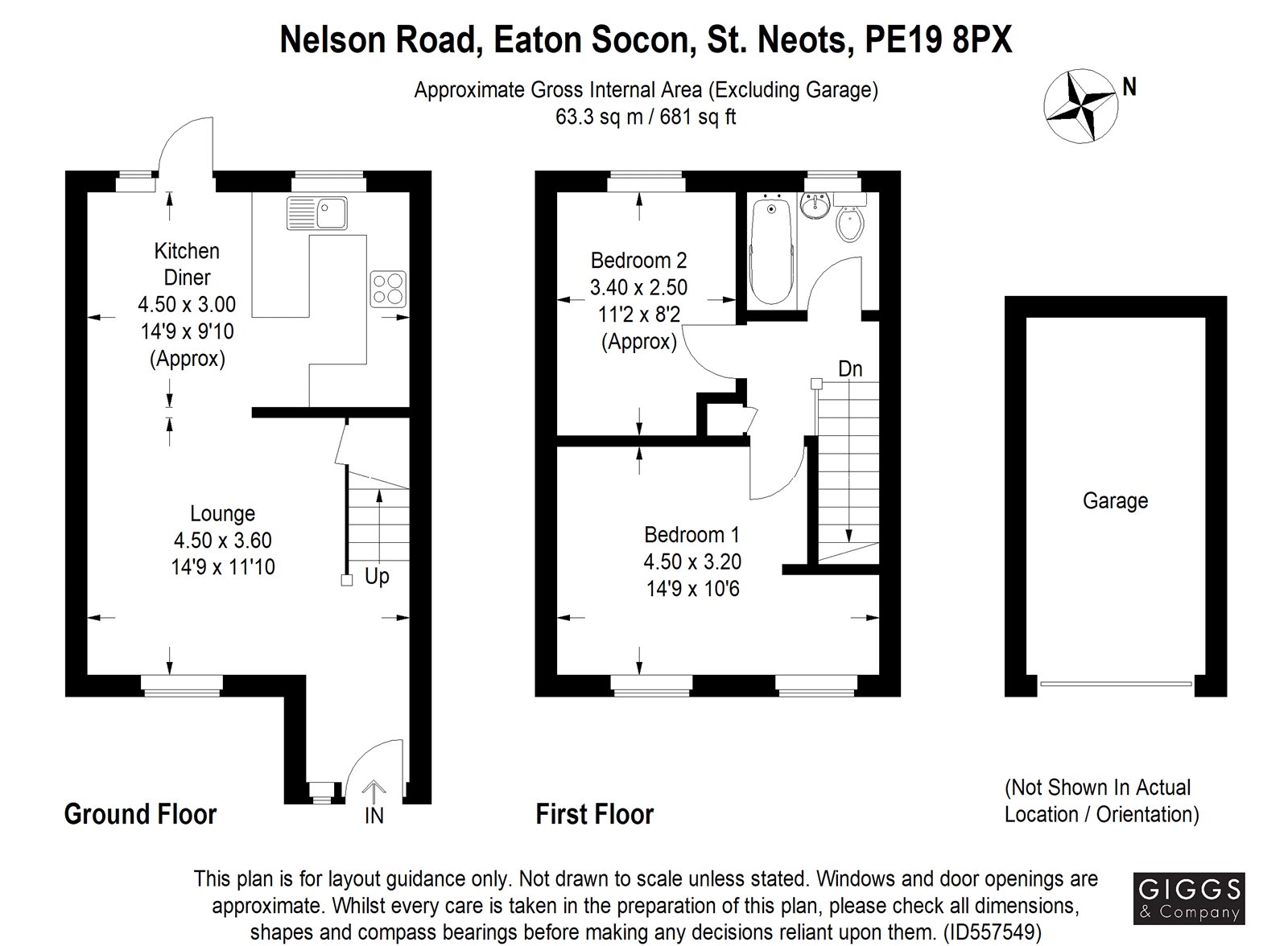 2 Bedrooms End terrace house for sale in Nelson Road, Eaton Socon, St. Neots, Cambridgeshire PE19