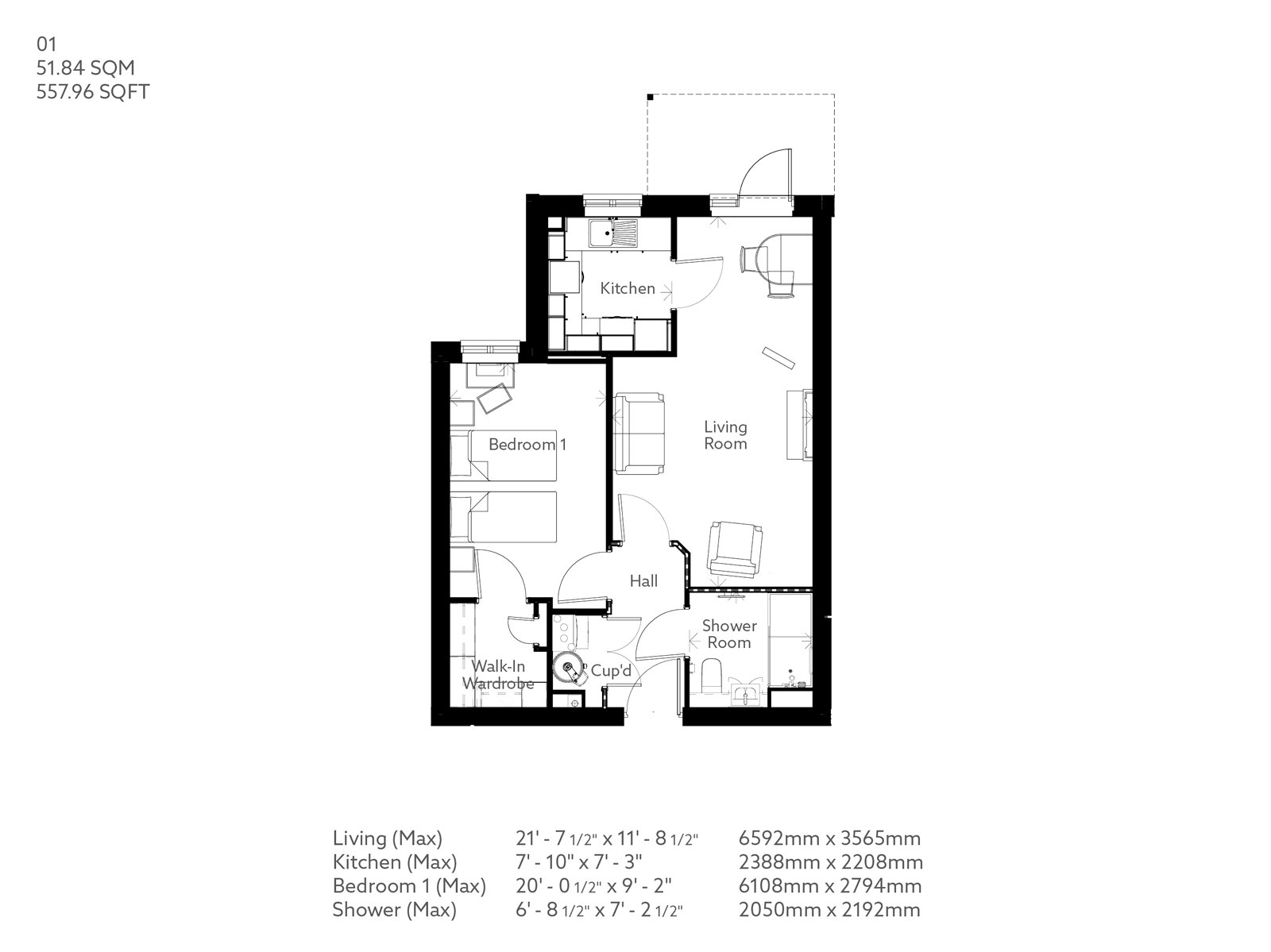 Apartment 1 Roslin Place,, Station Road, Hook floorplan