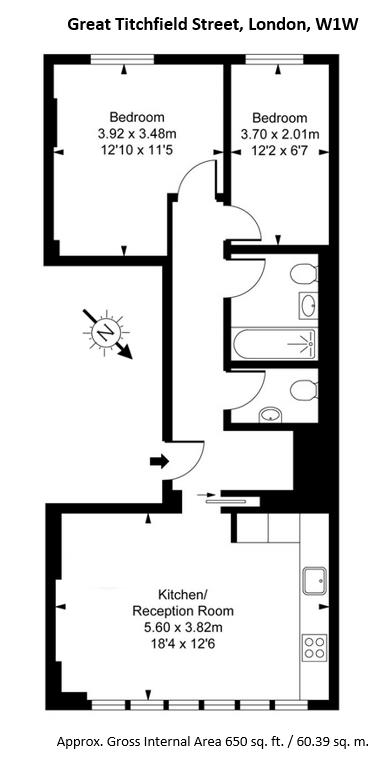 2 Bedrooms Flat to rent in Great Titchfield Street, Fitzrovia, London W1W