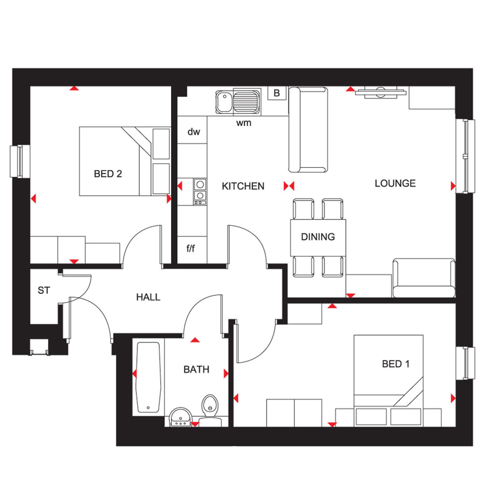 2 Bedrooms Flat for sale in 