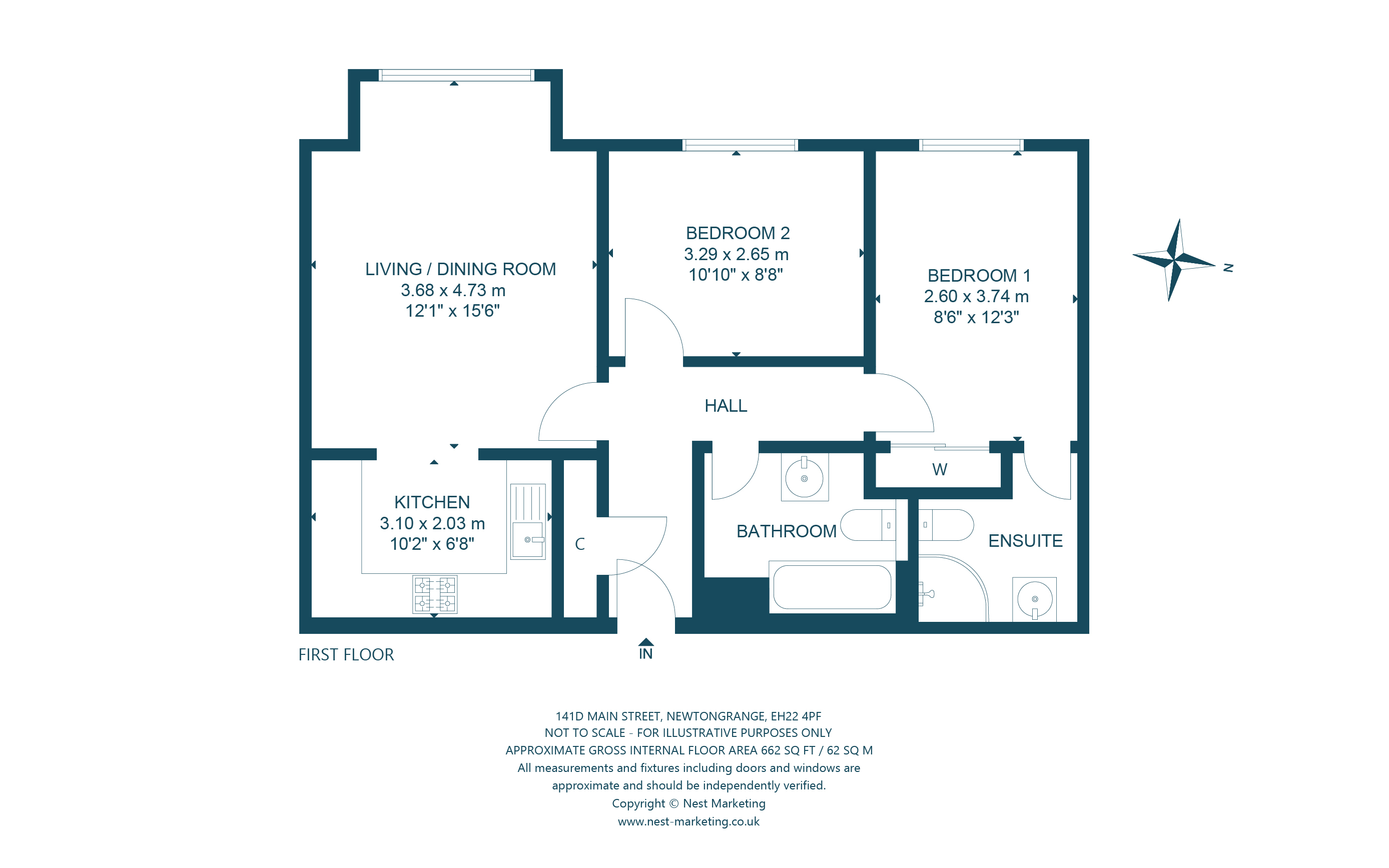 141D Main Street, Newtongrange, Midlothian EH22, 2 bedroom flat for