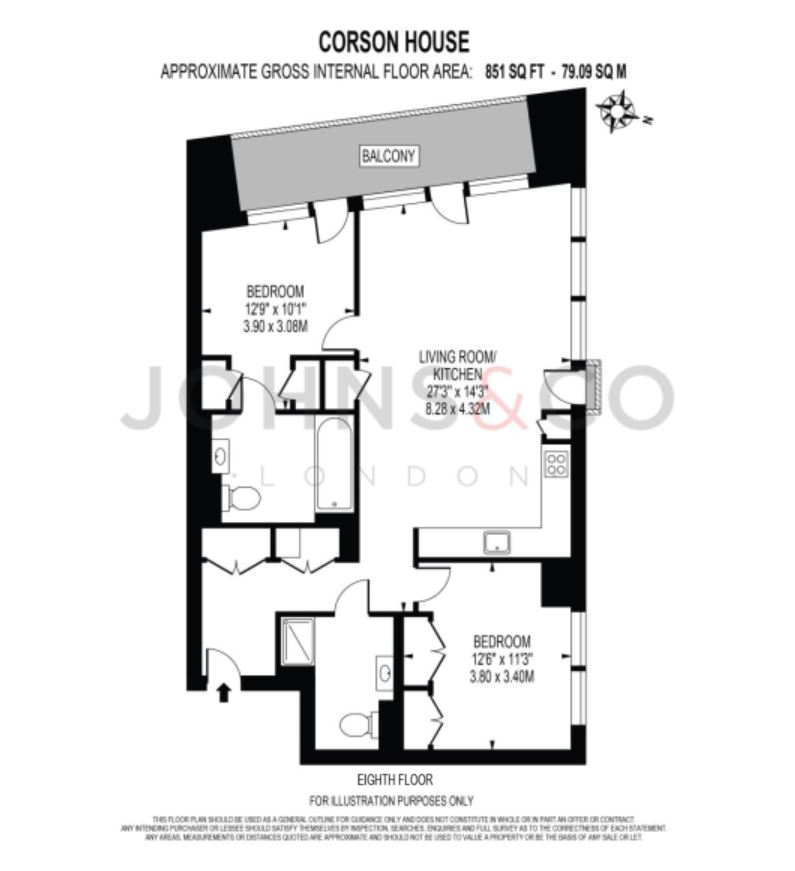Flat 802 Corson House 157, City Island Way, London floorplan