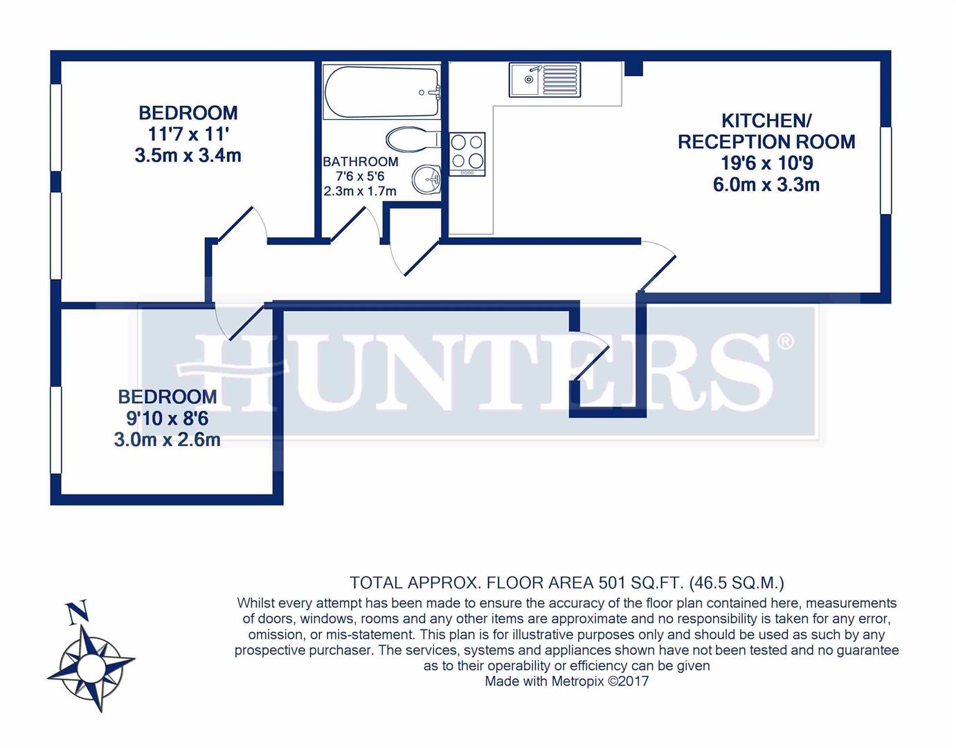 Flat H, 96-98, Shakspeare Walk, London floorplan