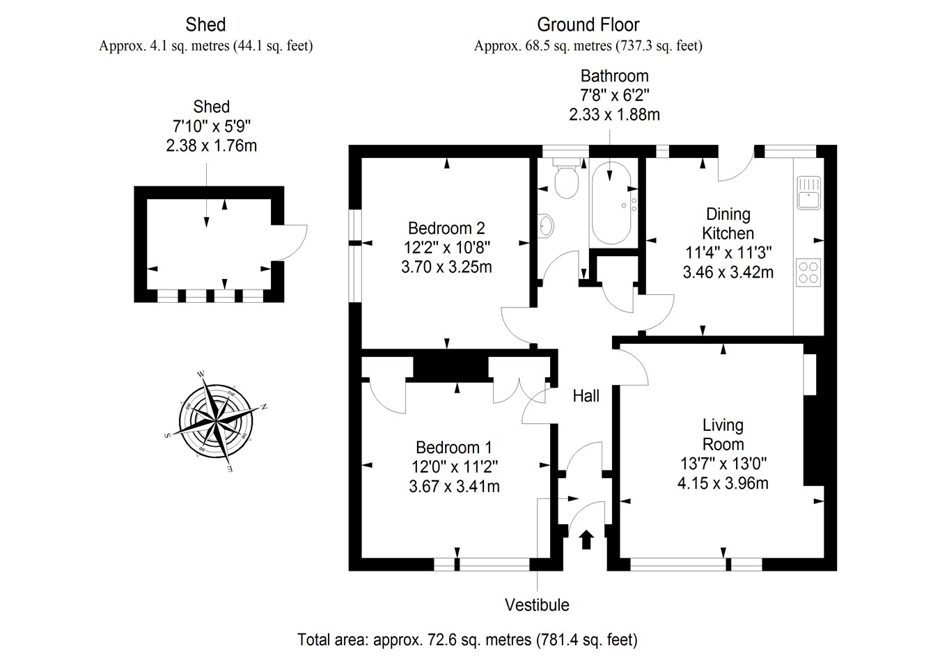 Lynedoch Road, Scone, Perth PH2, 2 bedroom semidetached bungalow for