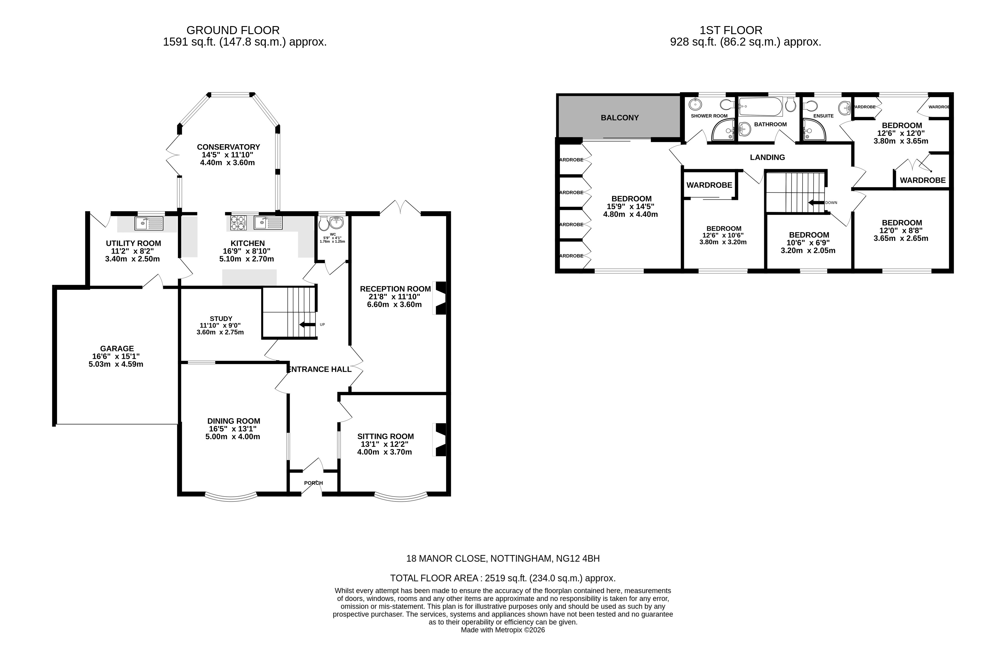 18, Manor Close, Nottingham floorplan