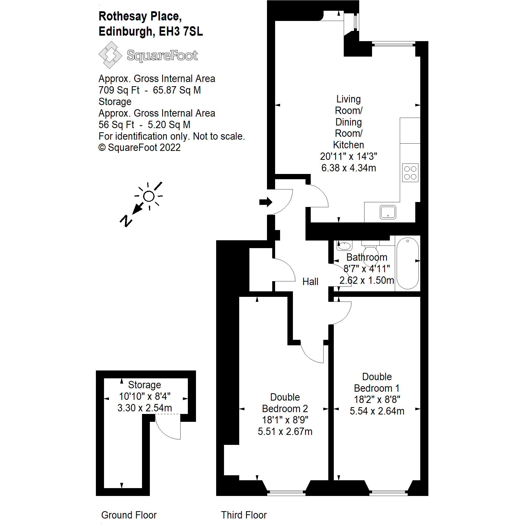 Flat 3, 1 Rothesay Place, West End, Edinburgh EH3, 2 bedroom flat for