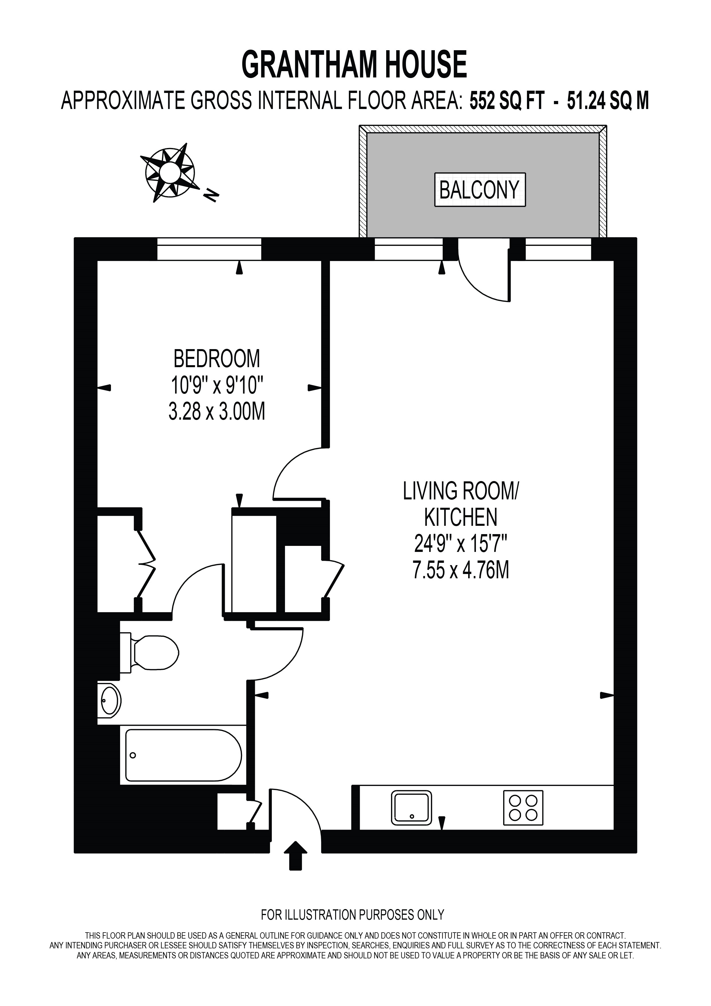 Flat 1406 Grantham House 46, Botanic Square, London floorplan