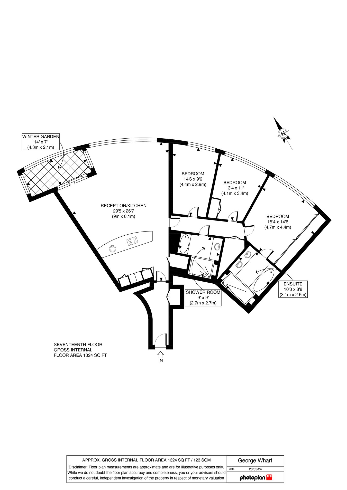 Apartment 120, 1, St George Wharf, London floorplan
