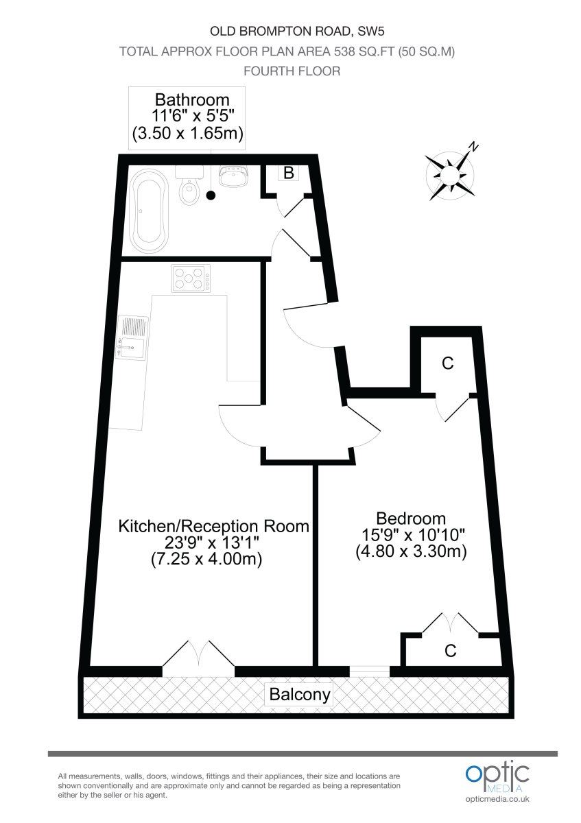 1 Bedrooms Flat to rent in Old Brompton Road, London SW5