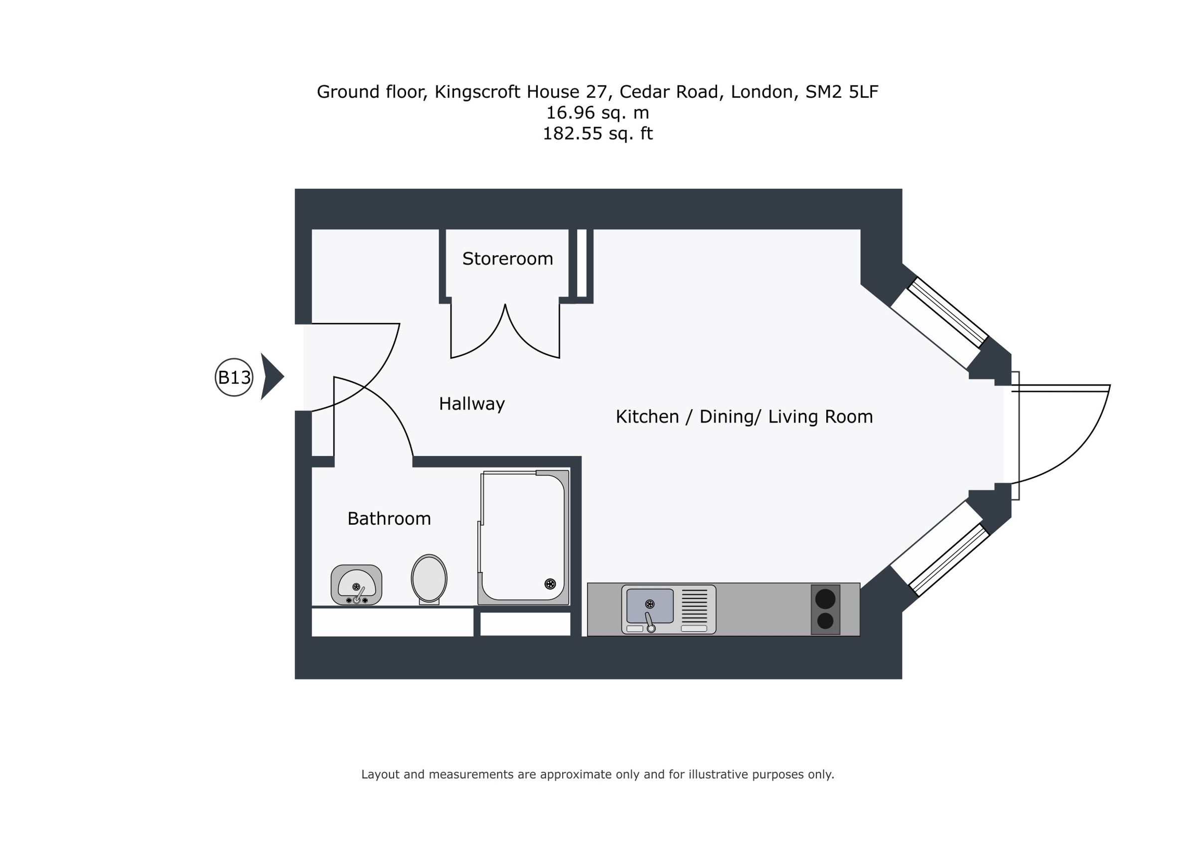 Flat 13 27 Cedar Road, London floorplan