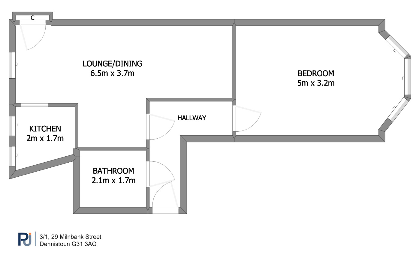 Flat 3/1, 29 Milnbank Street, Dennistoun, Glasgow floorplan