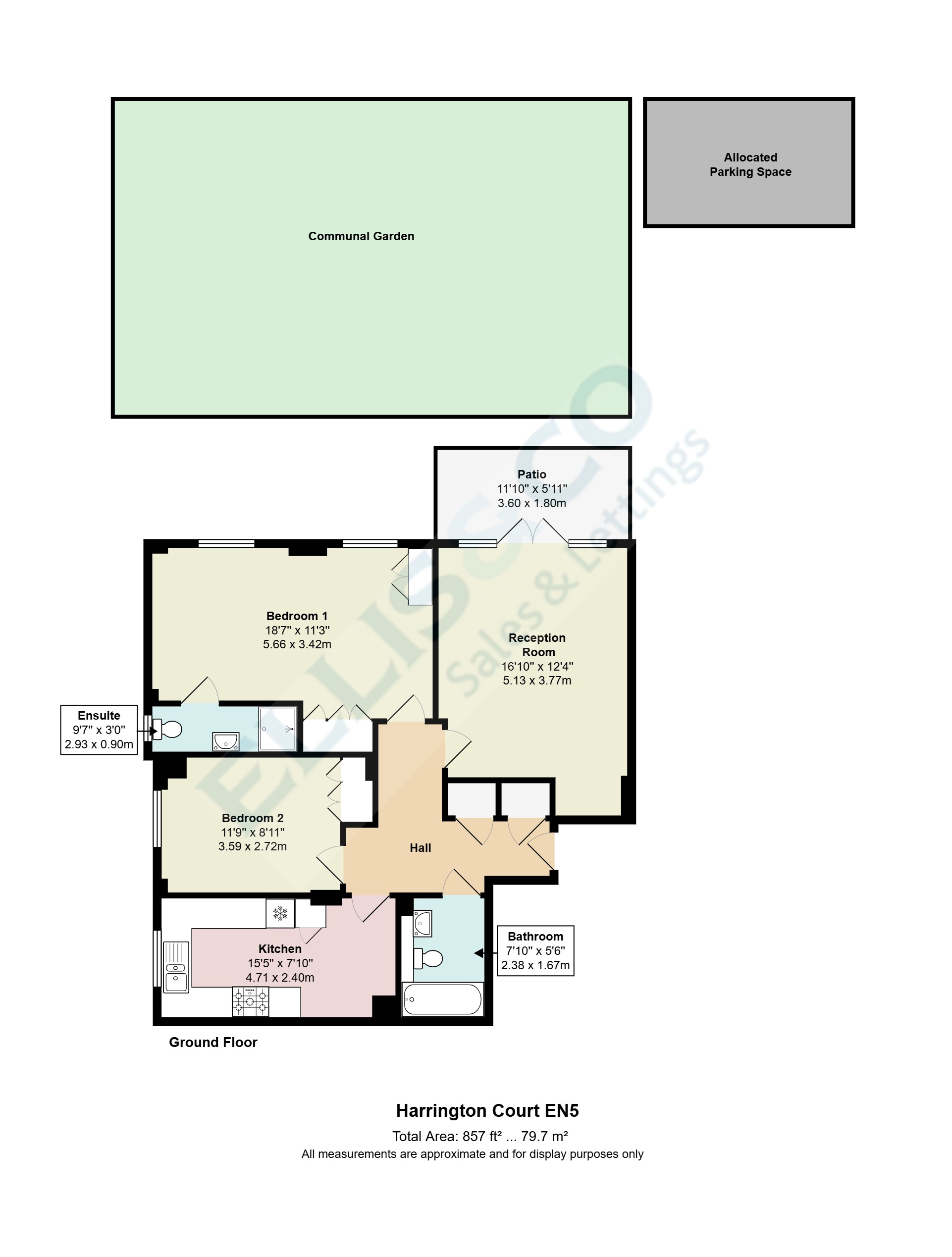 Flat 3, Harrington Court, 34, Station Road, Barnet floorplan