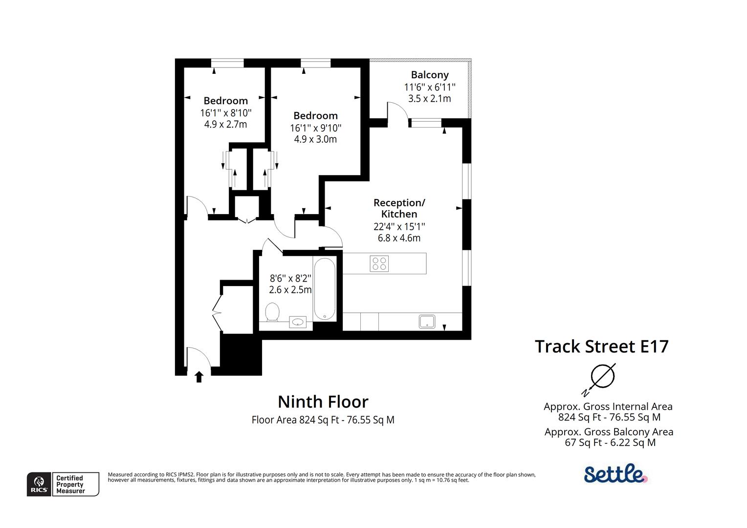 Flat 61, Riders Towers, 39, Track Street, London floorplan