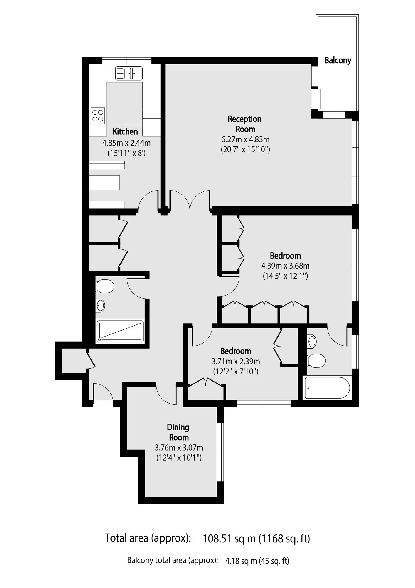 Flat 14 Regent Court, 190, Ballards Lane, London floorplan
