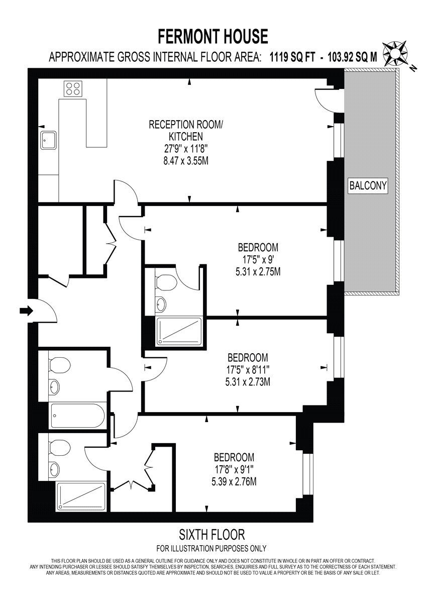 Flat 96 Fermont House, 15, Beaufort Square,, London floorplan
