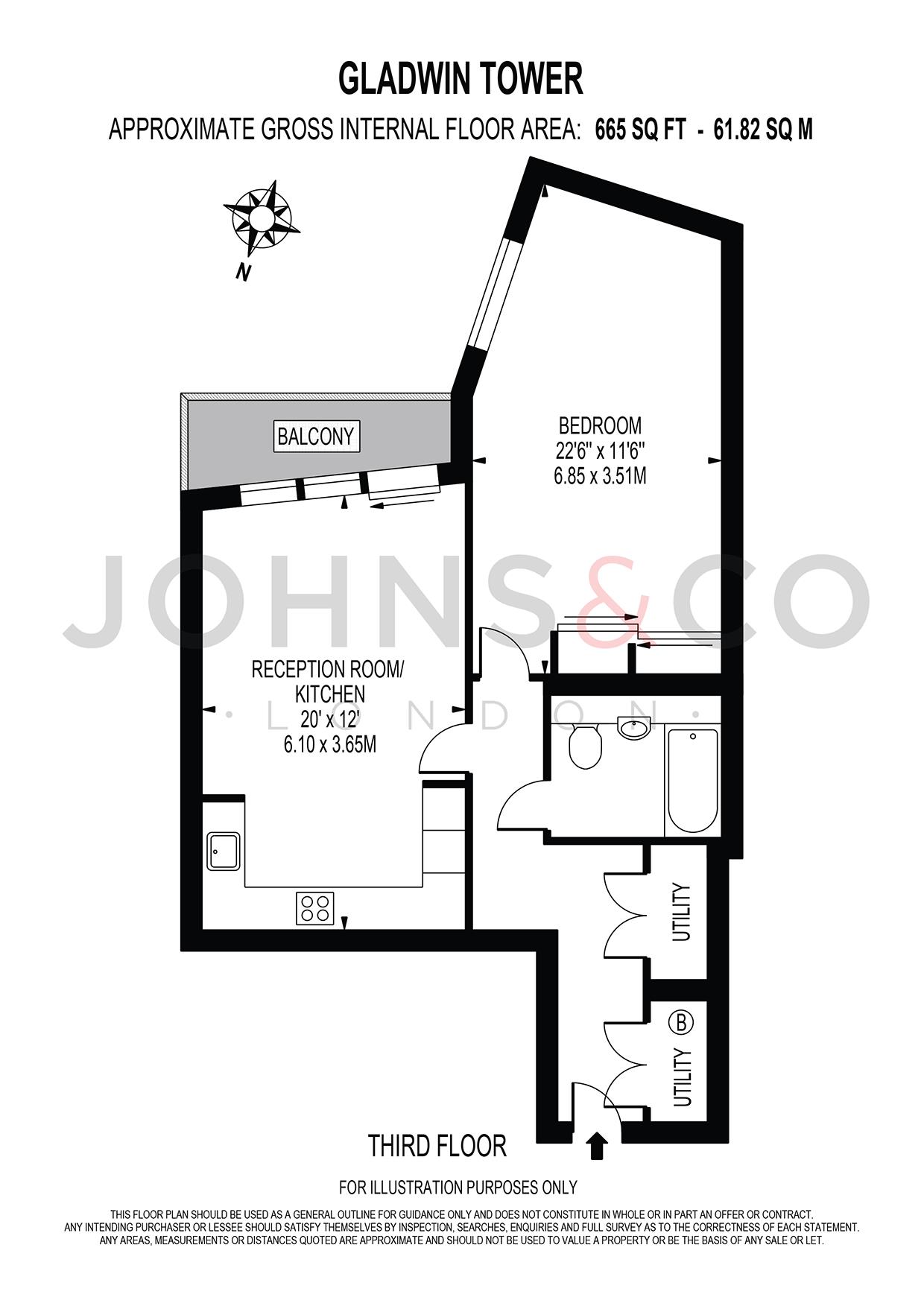 Flat 10 Gladwin Tower 50, Wandsworth Road, London floorplan