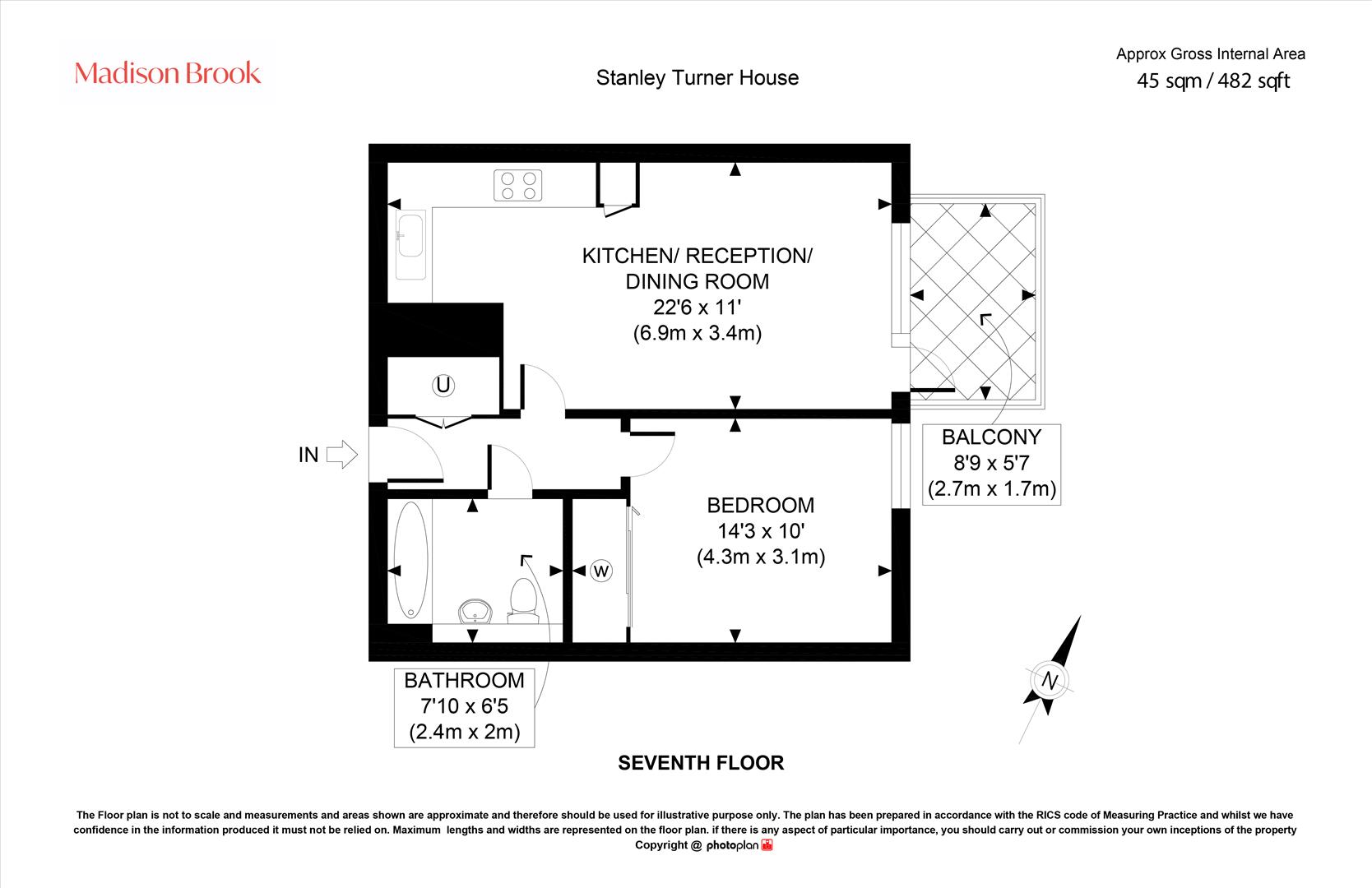Flat 703, Stanley Turner House, Bow floorplan