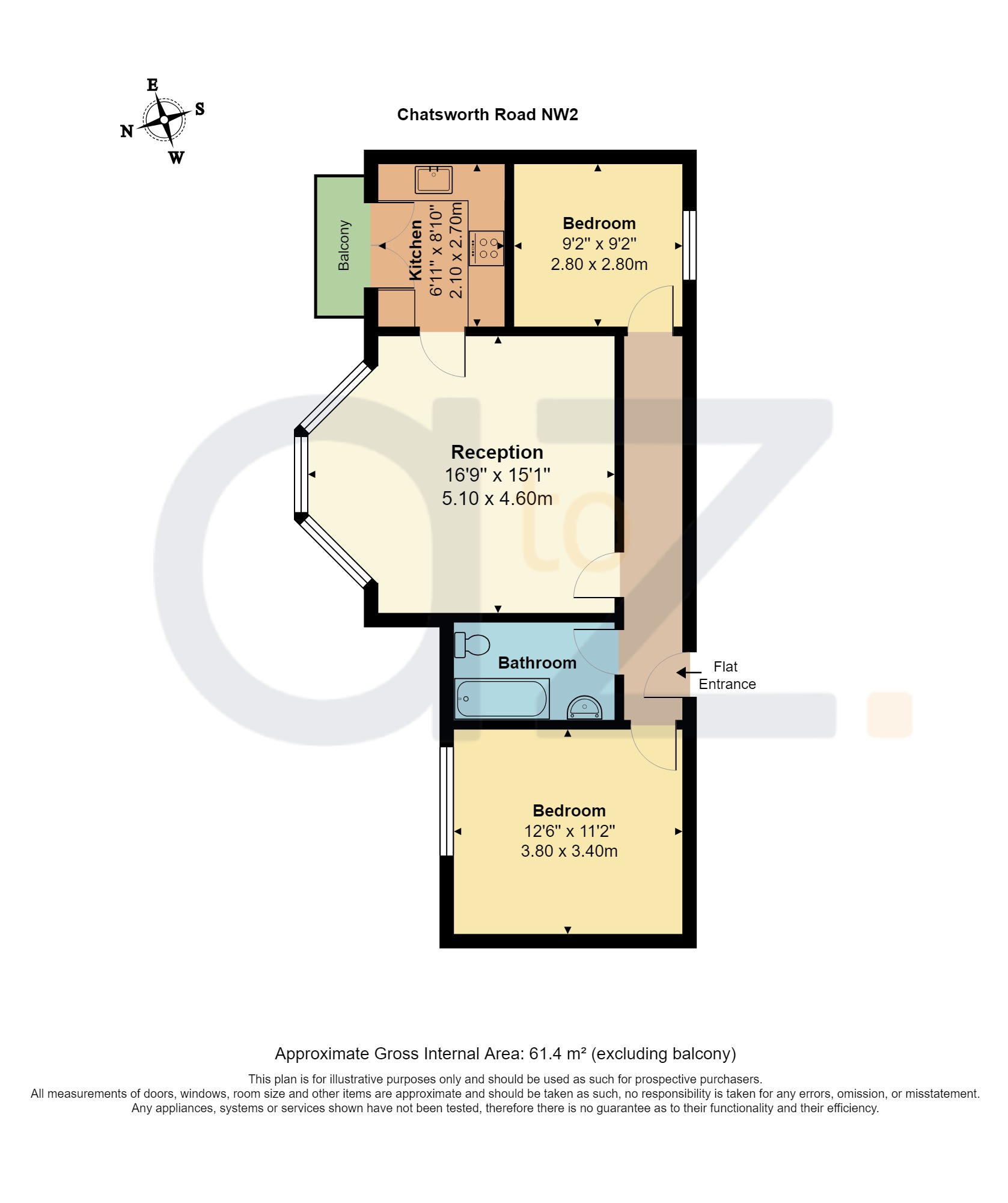 2 Bedrooms Flat to rent in Chatsworth Road, Willesden Green NW2