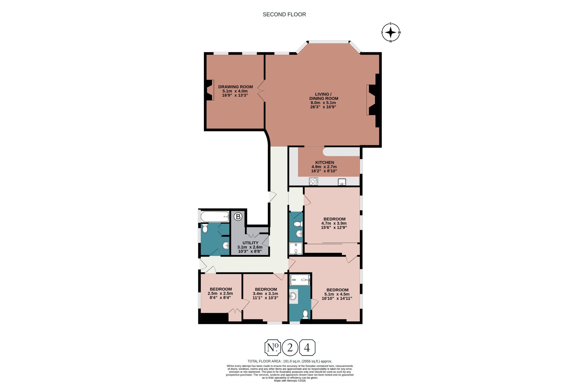 Second Floor Flat, 4 Kings Gardens, Hove floorplan