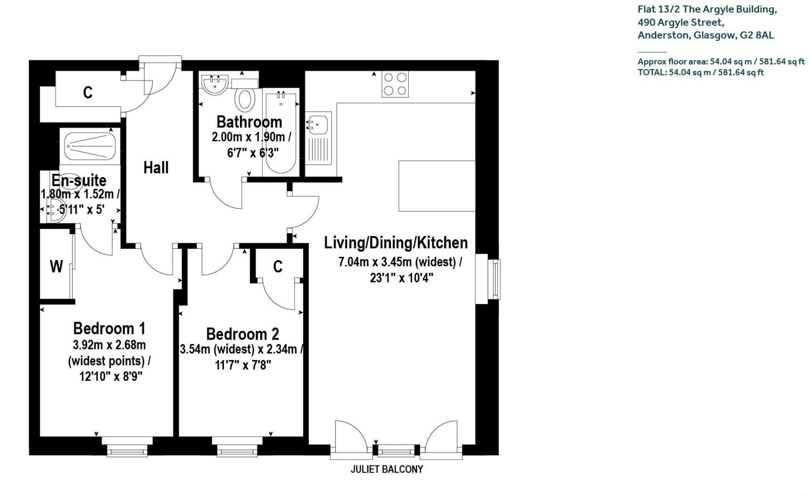 13/2, Block 1, 490 Argyle Street, Glasgow, G2 8AL, Glasgow floorplan