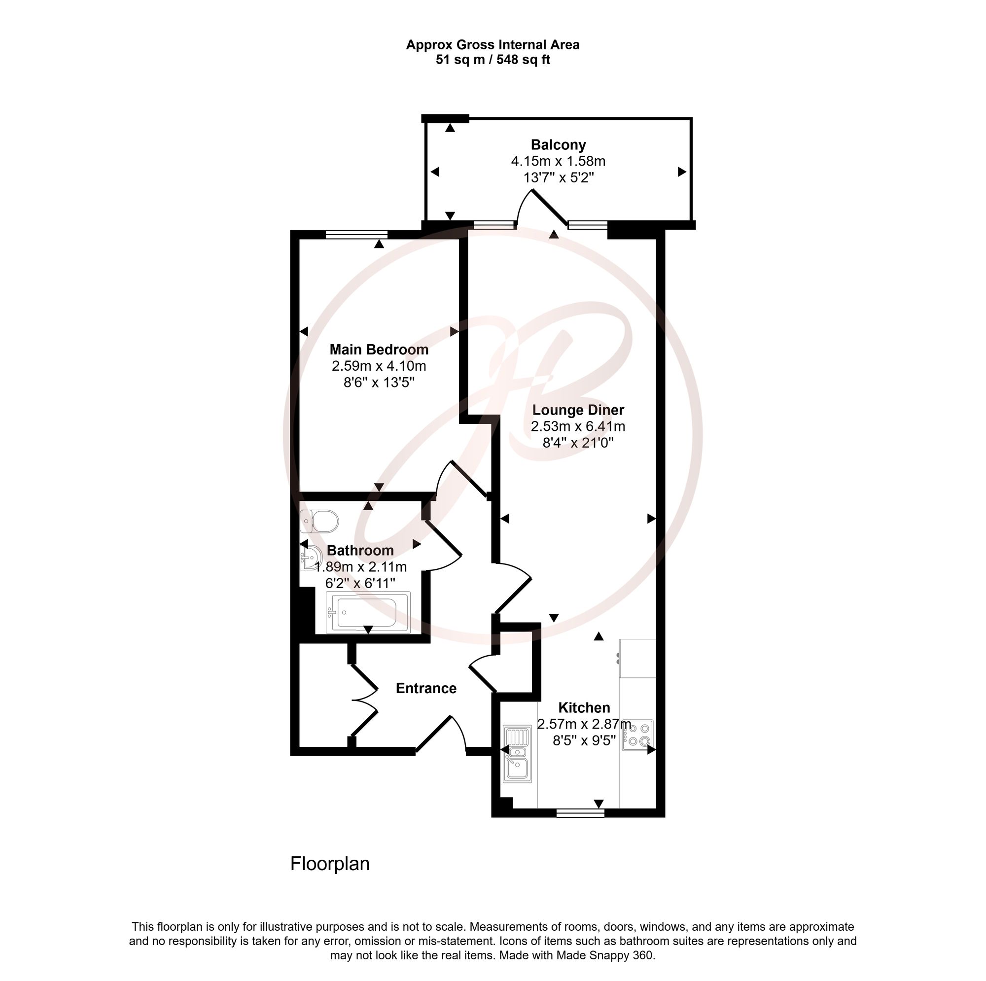 Flat 57, Pointelle House, Wallington floorplan