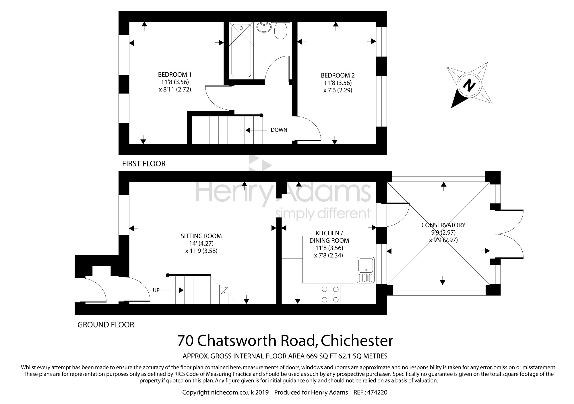 2 Bedrooms Terraced house for sale in Chatsworth Road, Chichester PO19