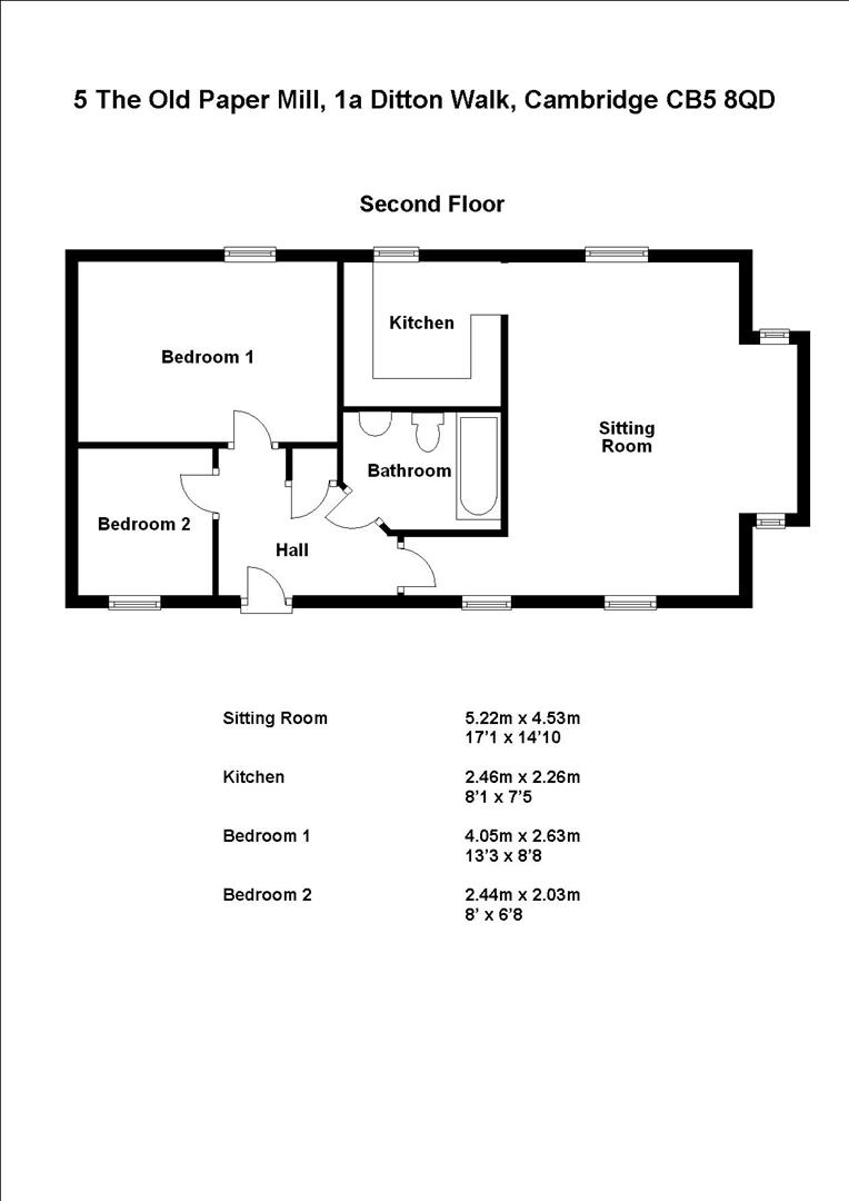 Flat 5, Old Paper Mill, Ditton Walk, Cambridge floorplan