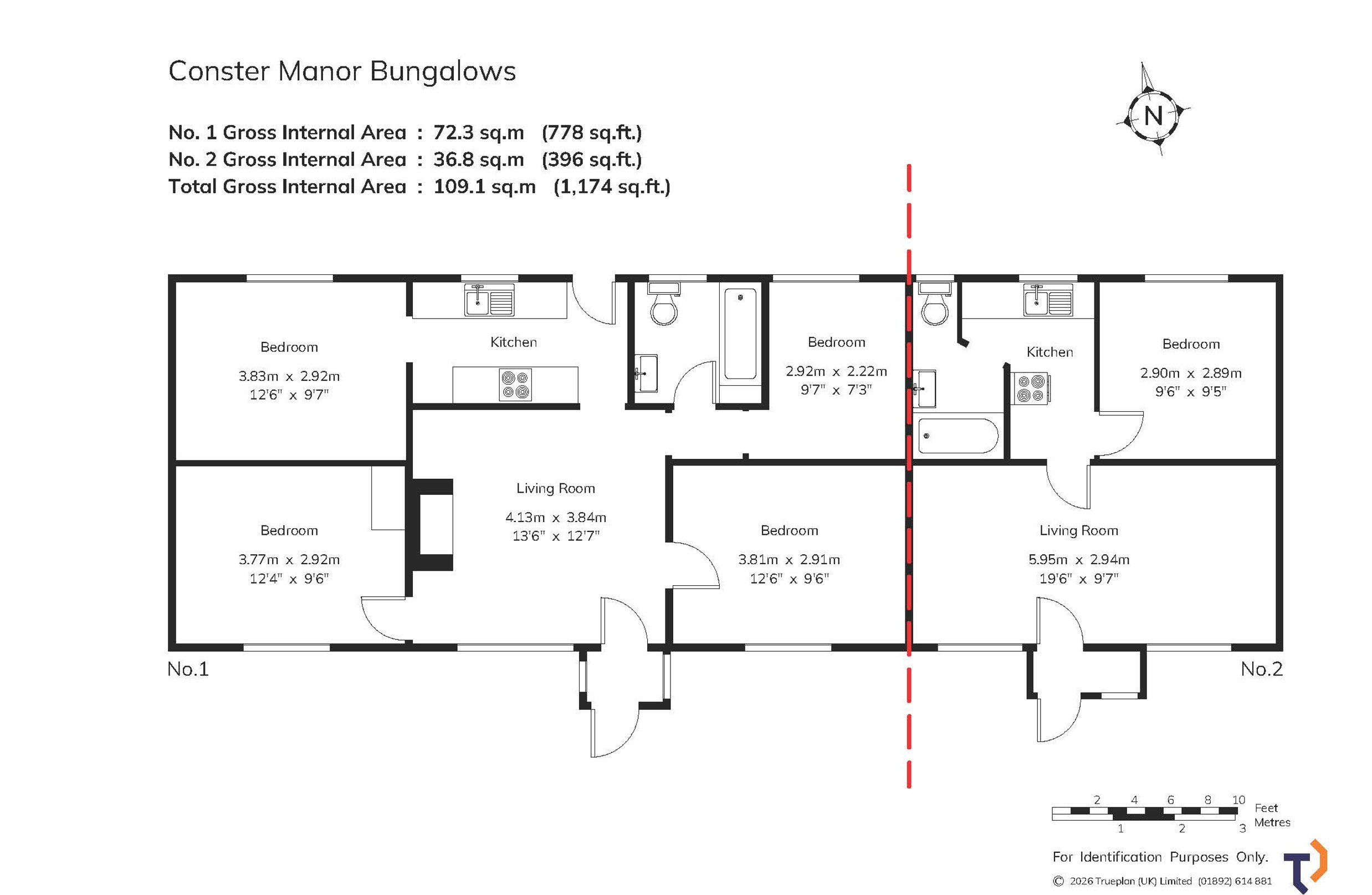 1 and 2 CONSTER MANOR BUNGALOWS, Northiam Road, Broad Oak floorplan