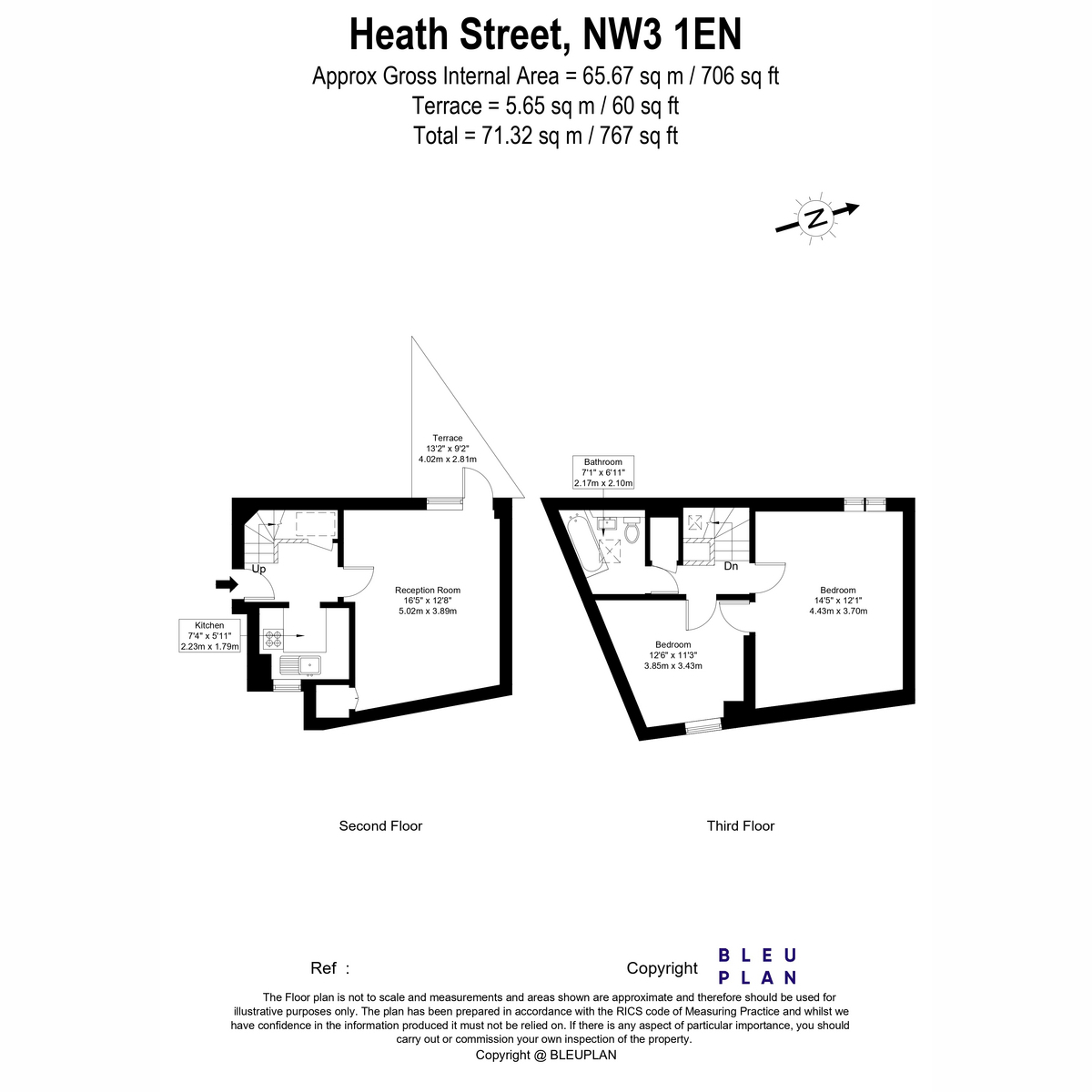 Flat Flat 7, 58–62, Heath Street, London floorplan