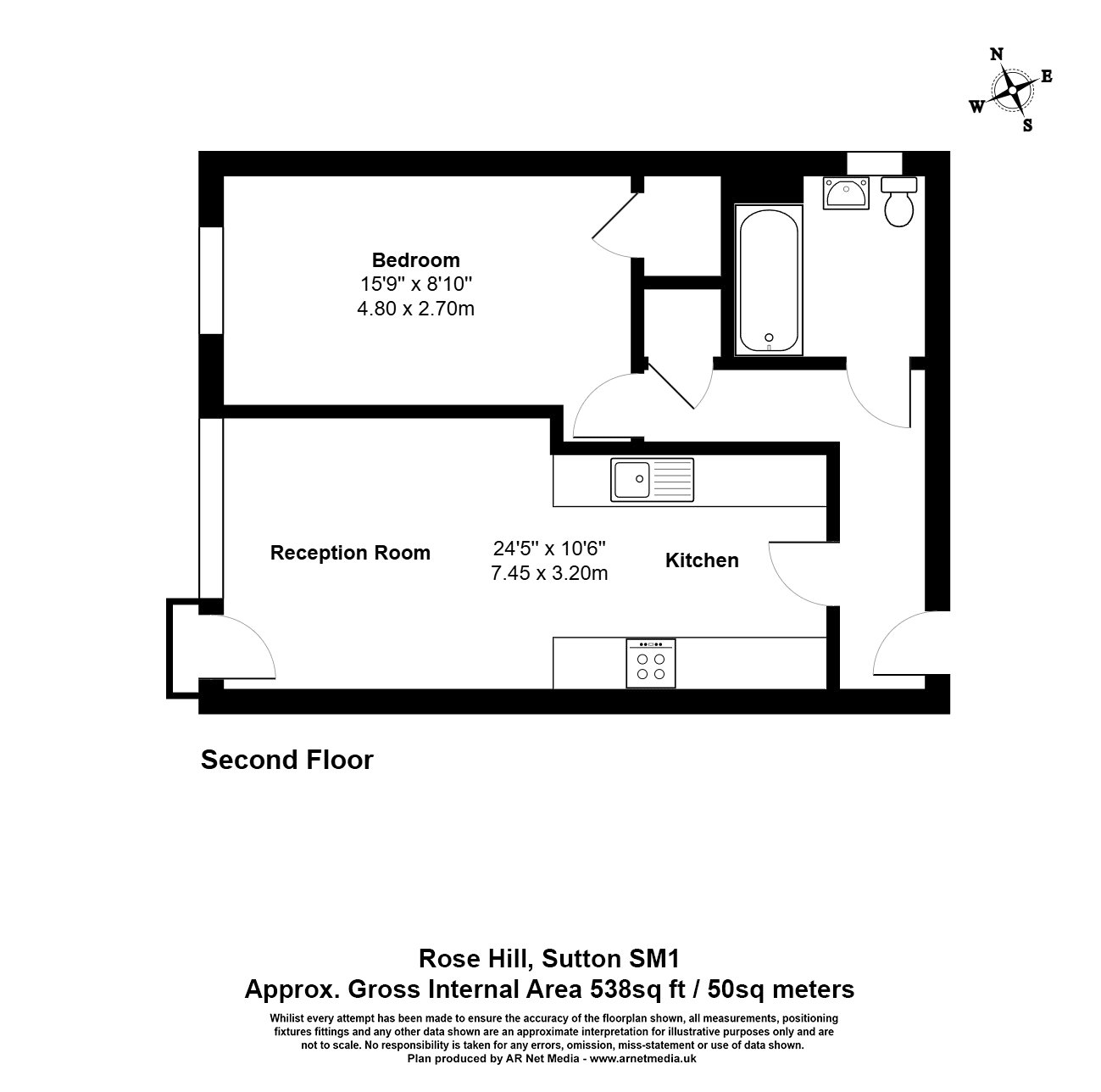 Flat 7, 4, Rose Hill, Sutton floorplan