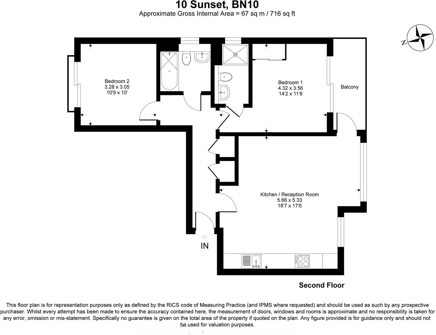 10 Sunset Apartments, 16 South Coast Road, Peacehaven floorplan