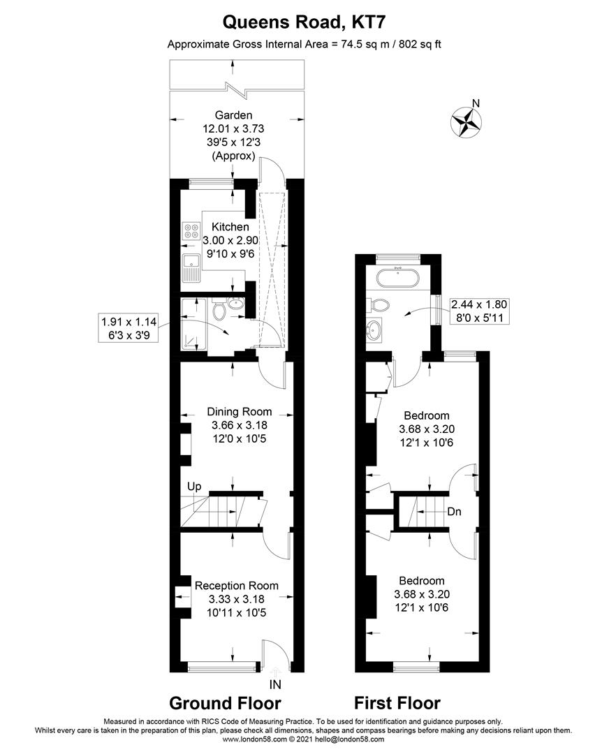 Queens Road, Thames Ditton KT7, 2 bedroom terraced house for sale